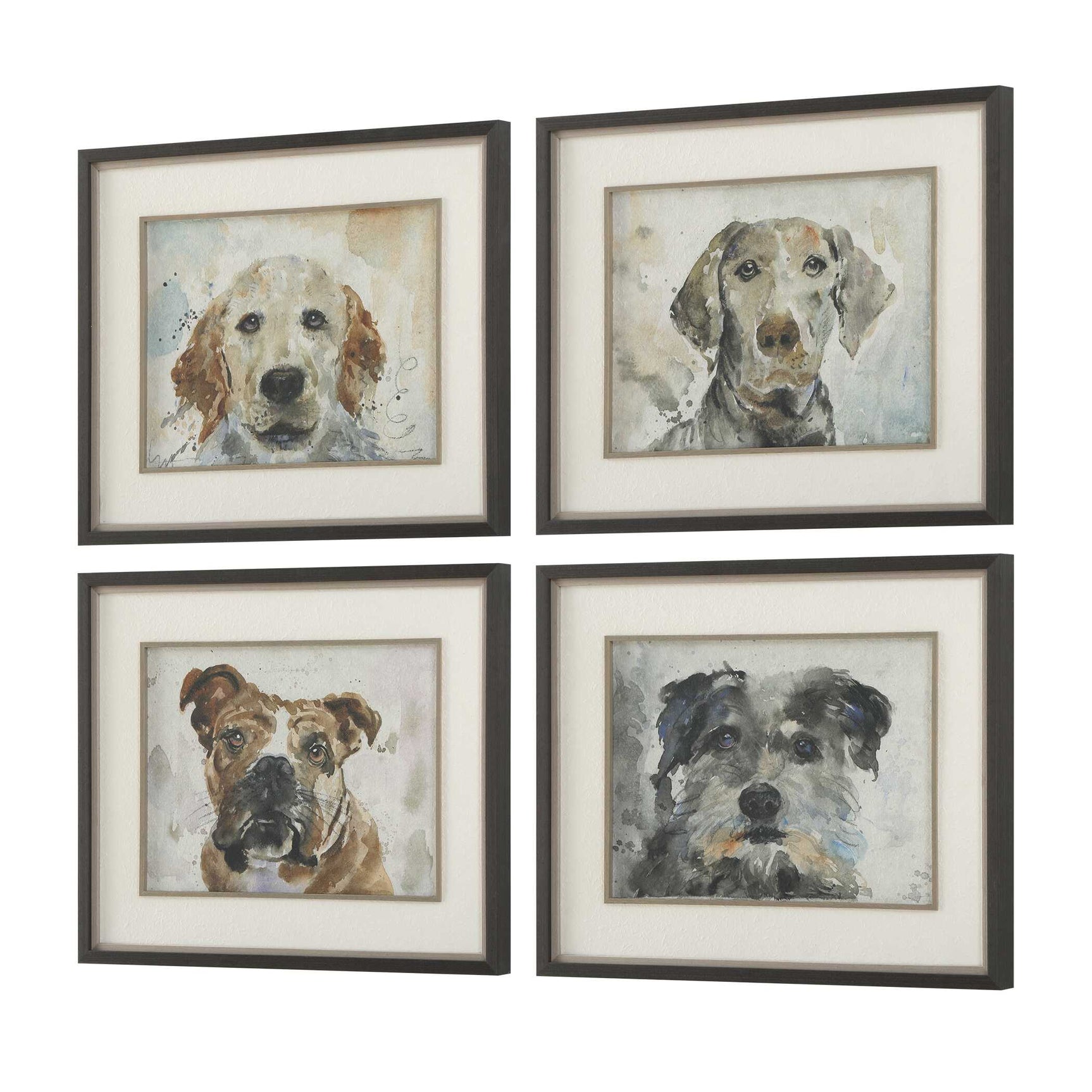 Dog Days Multicolor Framed Prints (Set of 4)