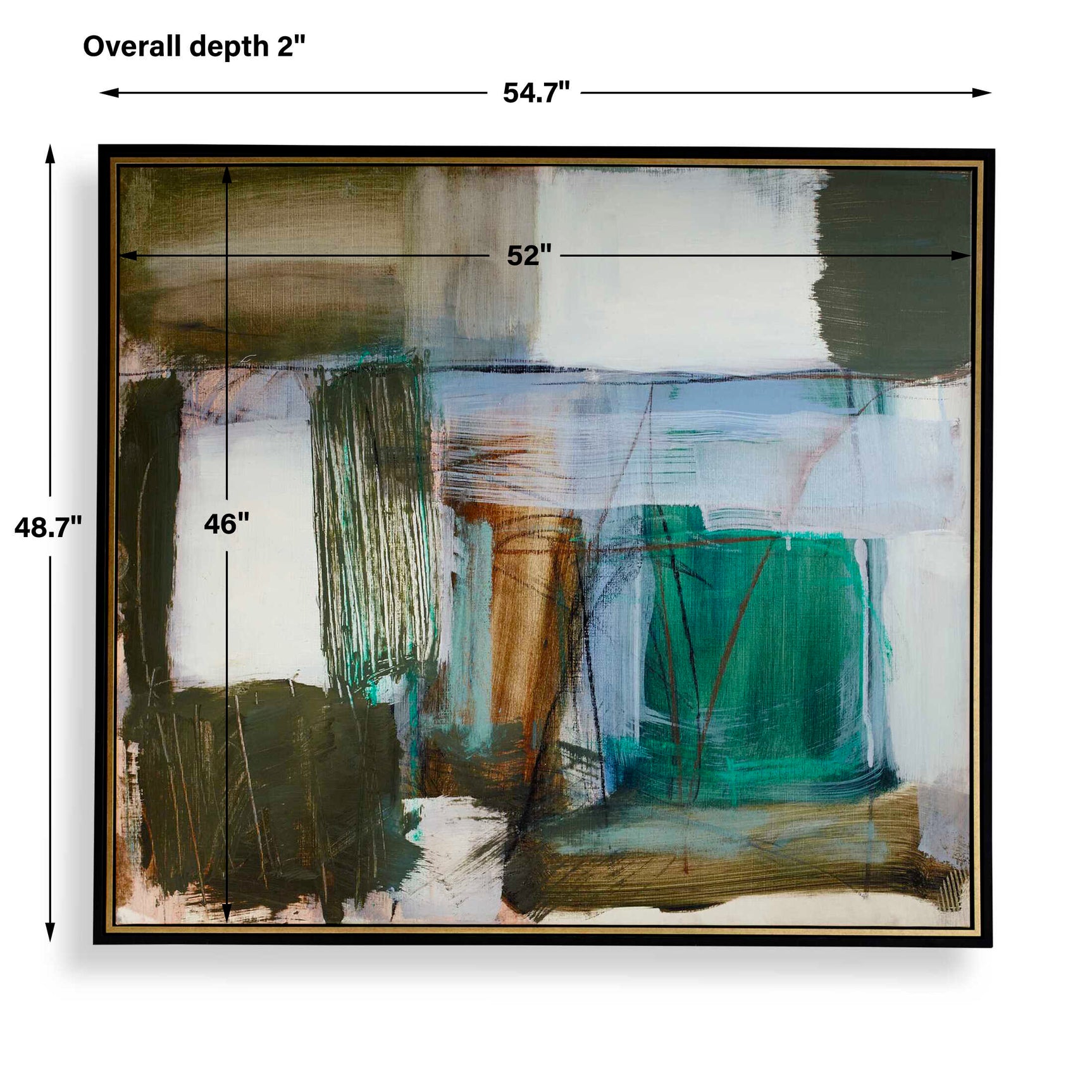 Green Fields Multicolor Framed Abstract Canvas