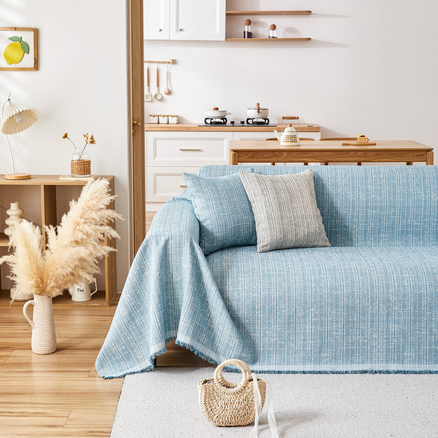Couch Cover Blanket Couch Covers for Most Shape Sofas Washable Durable Sofa Throw Cover with Tassels