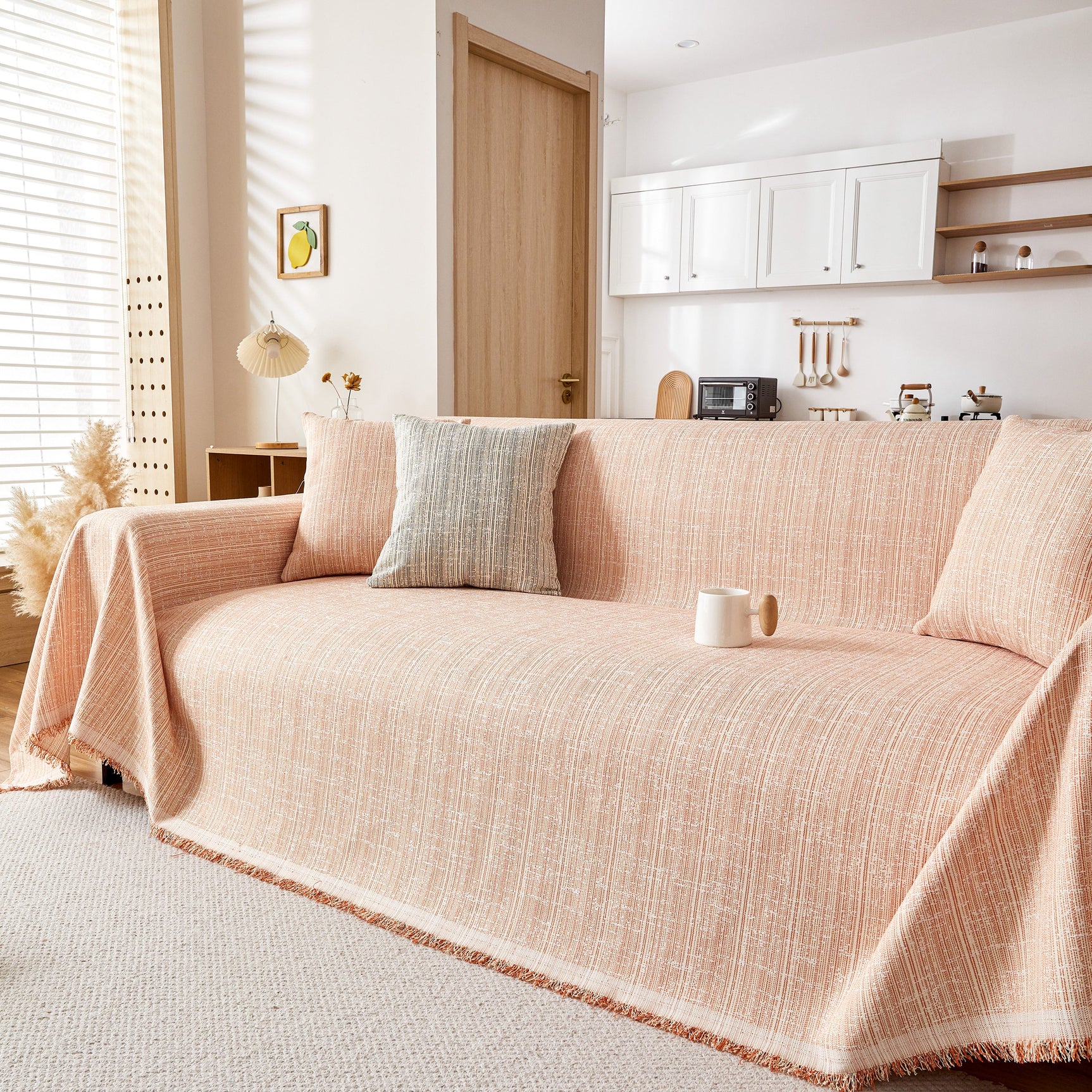 Couch Cover Blanket Couch Covers for Most Shape Sofas Washable Durable Sofa Throw Cover with Tassels