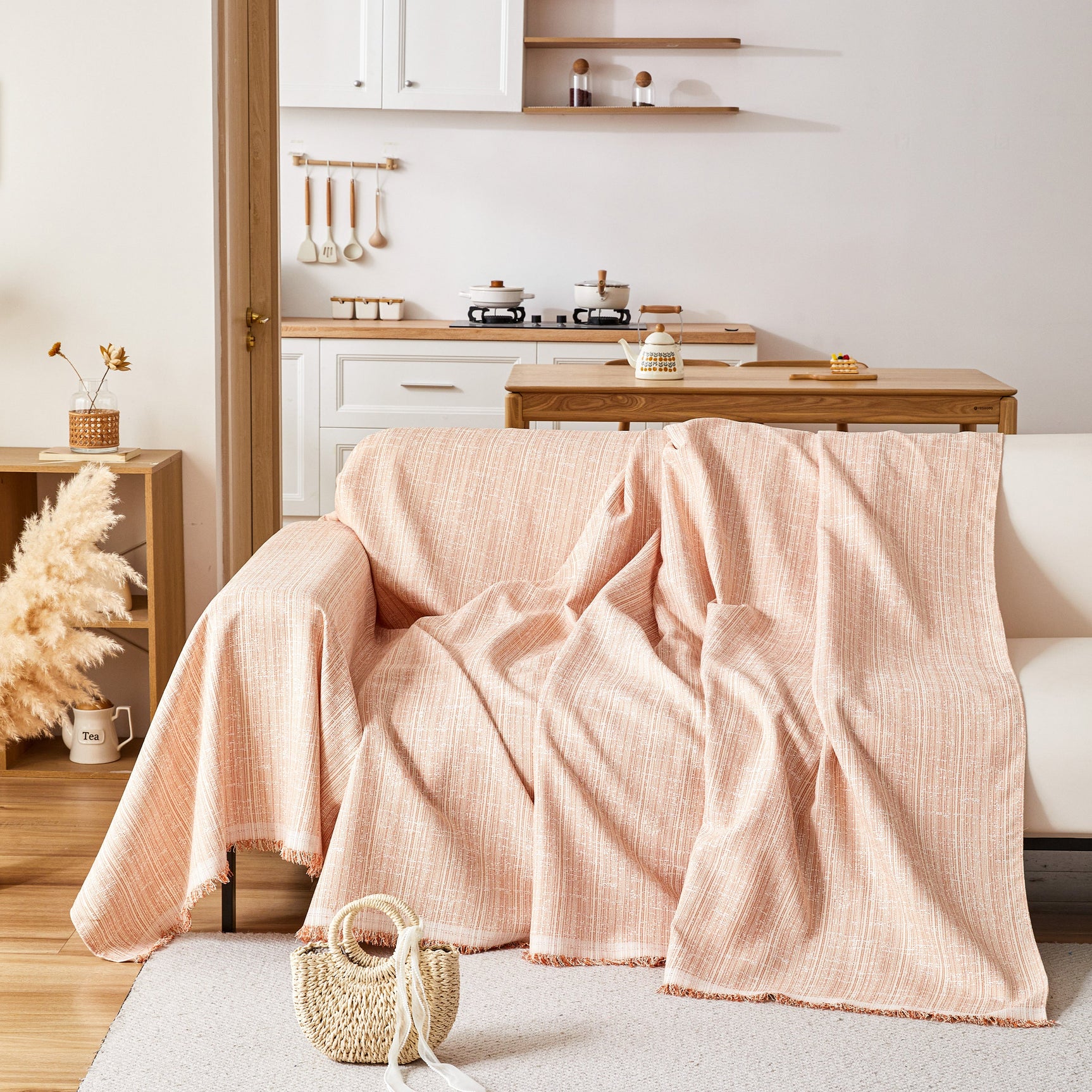 Couch Cover Blanket Couch Covers for Most Shape Sofas Washable Durable Sofa Throw Cover with Tassels