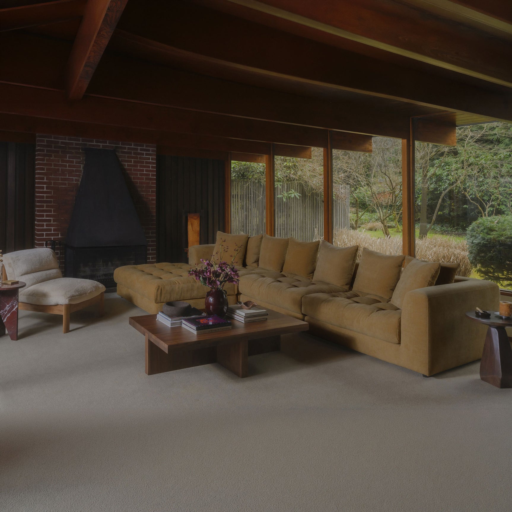 Pierce Beige/Brown Faux Fur Accent Chair