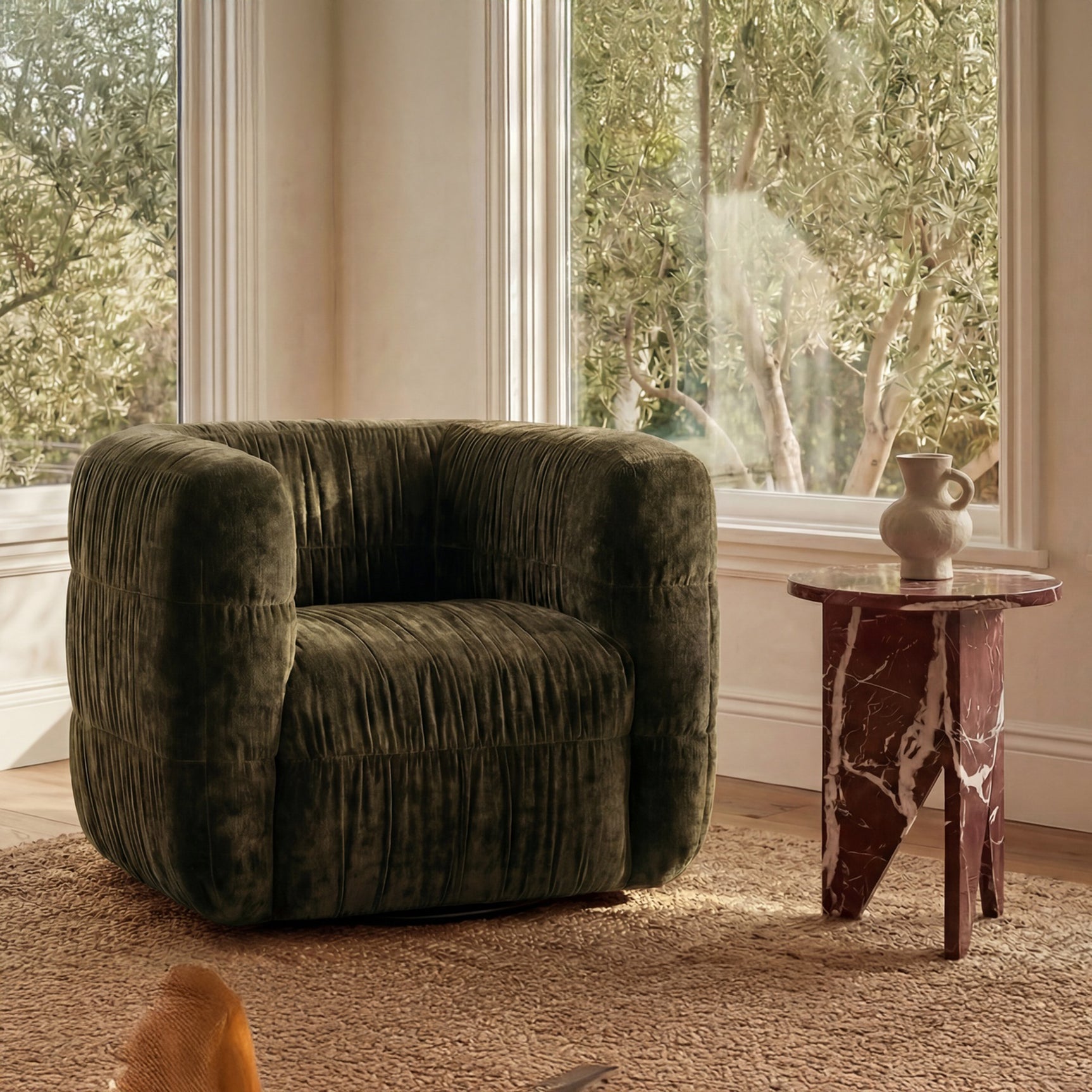 Robson Dark Green Swivel Chair