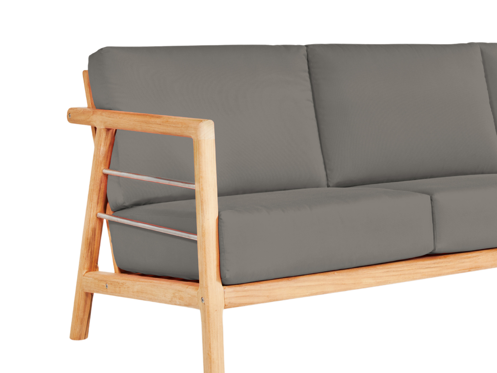 Aalto 3-Person Teak Charcoal Outdoor Sofa with Sunbrella® Cushion - Ornate Home