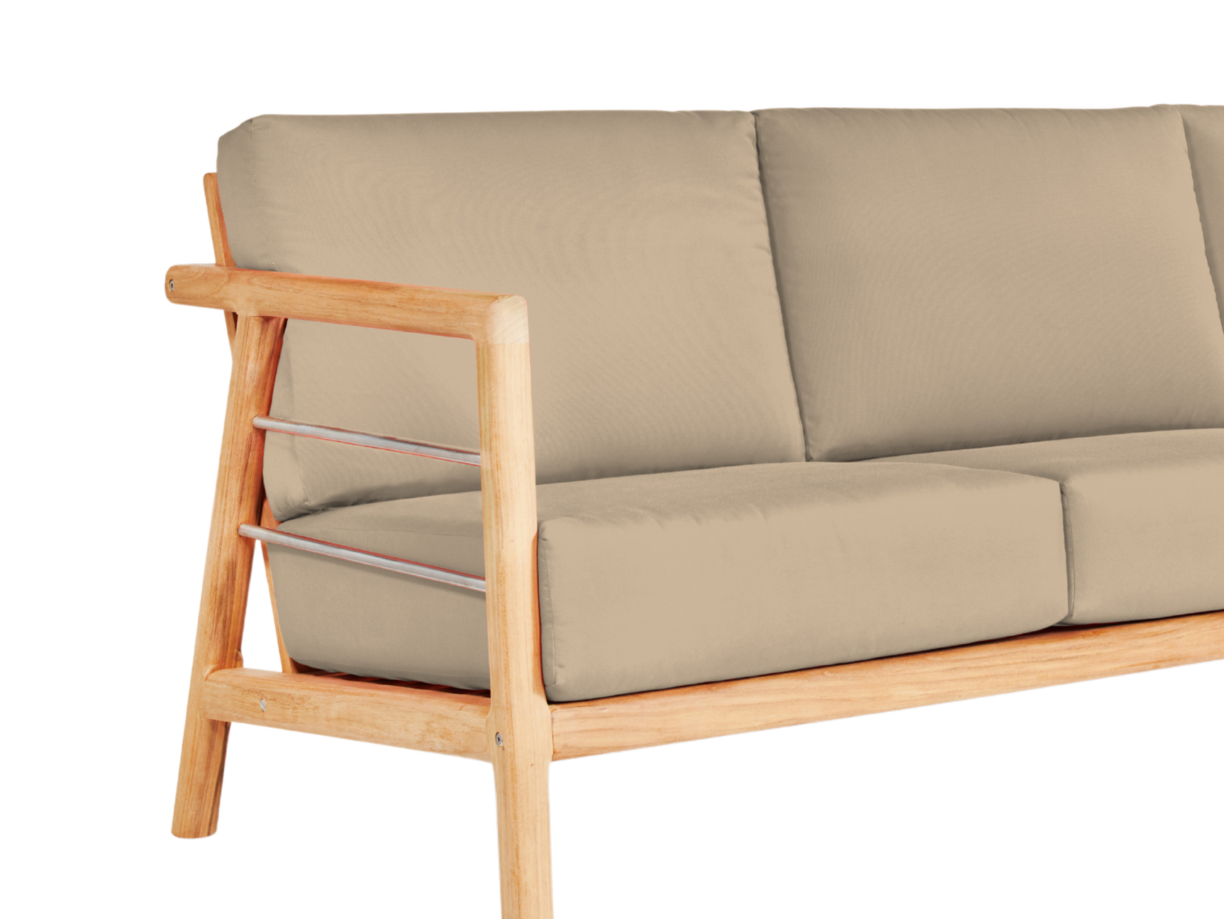 Aalto 3-Person Teak Fawn Outdoor Sofa with Sunbrella® Cushion - Ornate Home