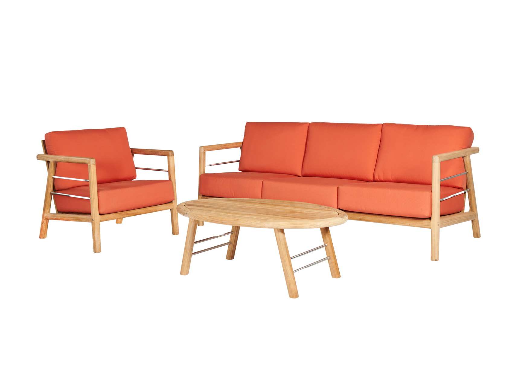 Aalto 3-Person Teak Melon Outdoor Sofa with Sunbrella® Cushion - Ornate Home