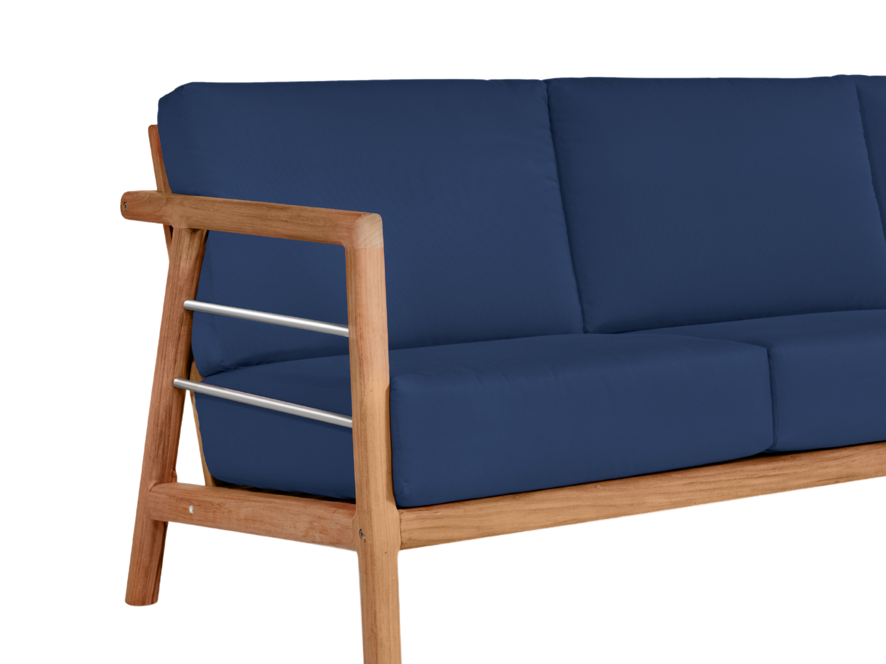 Aalto 3-Person Teak Navy Outdoor Sofa with Sunbrella® Cushion - Ornate Home