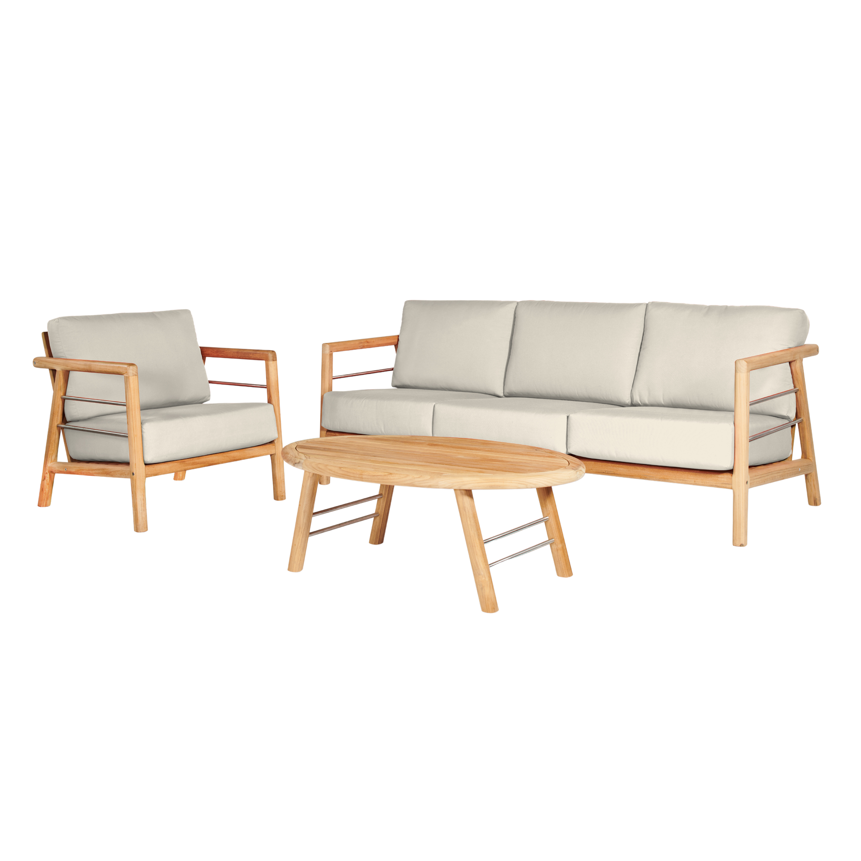 Aalto Teak Canvas Outdoor Club Chair with Sunbrella® Cushion - Ornate Home