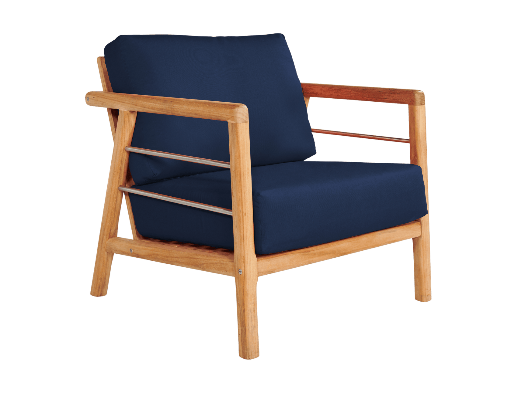 Aalto Teak Navy Outdoor Club Chair with Sunbrella® Cushion - Ornate Home
