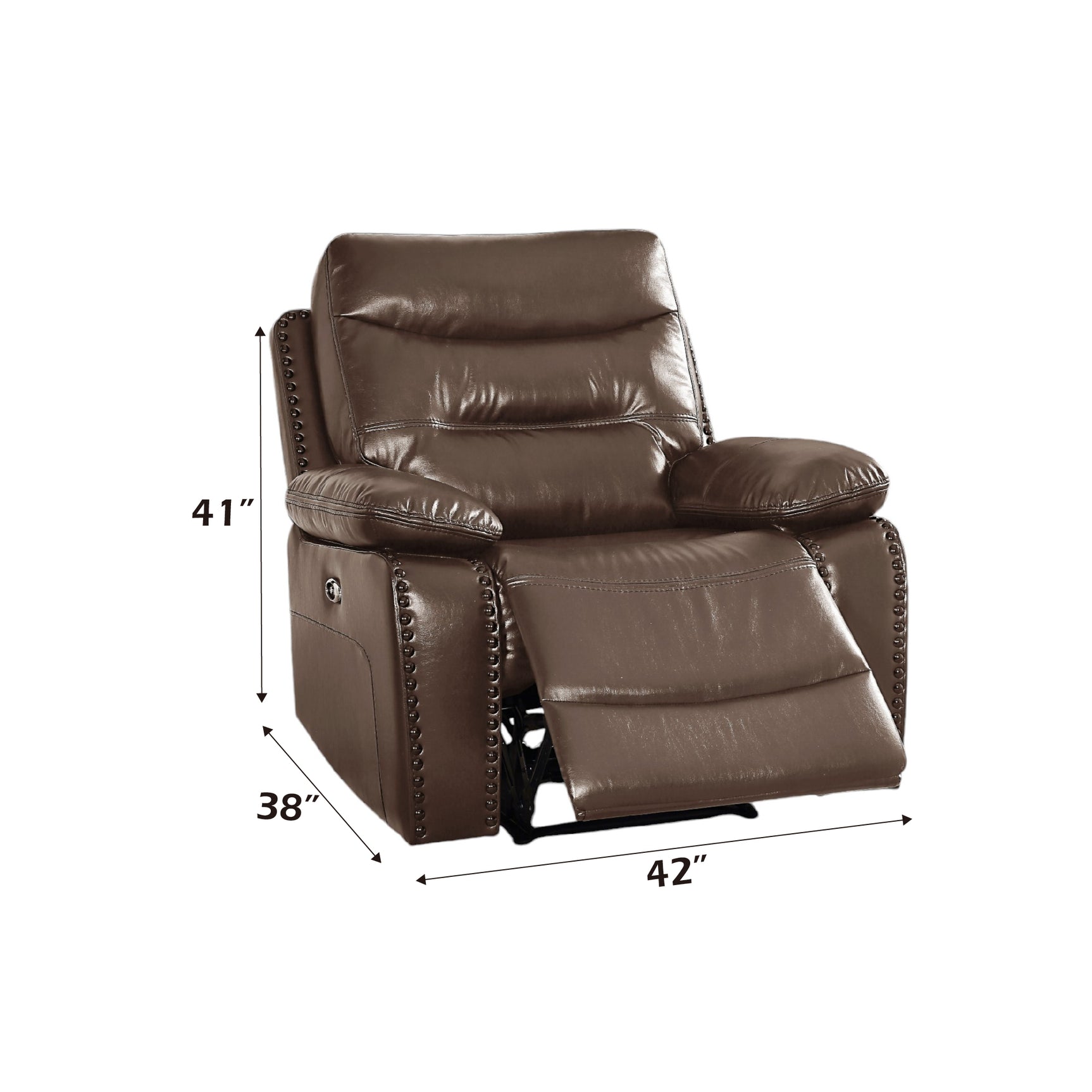 Aashi Brown Faux Leather Power Recliner - Ornate Home