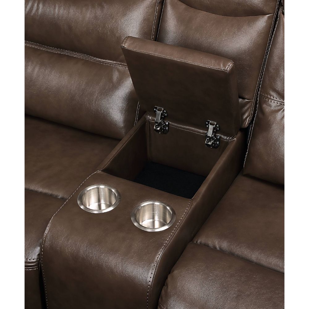 Aashi Brown Leather Gel Match Reclining Sofa - Ornate Home