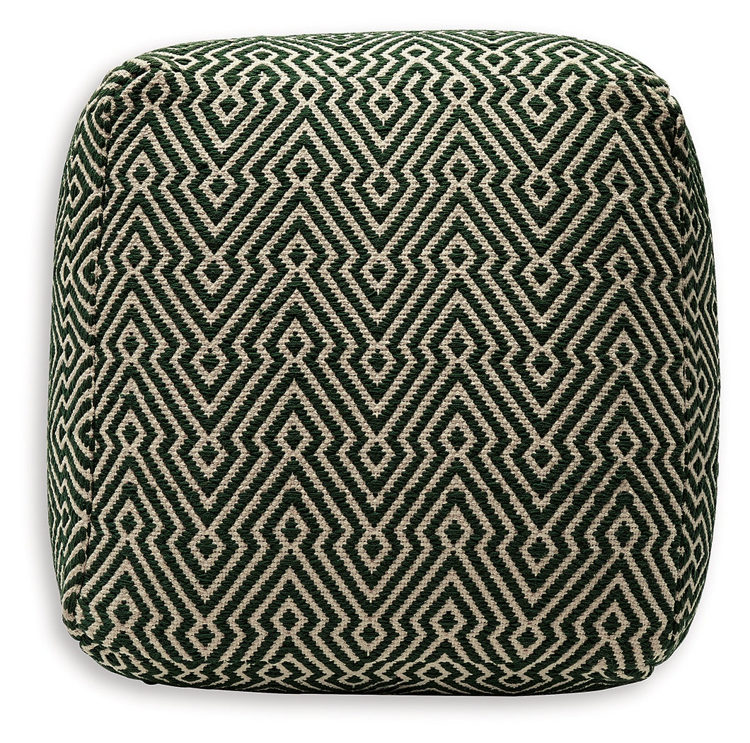 Abacy Green/Ivory Pouf - Ornate Home