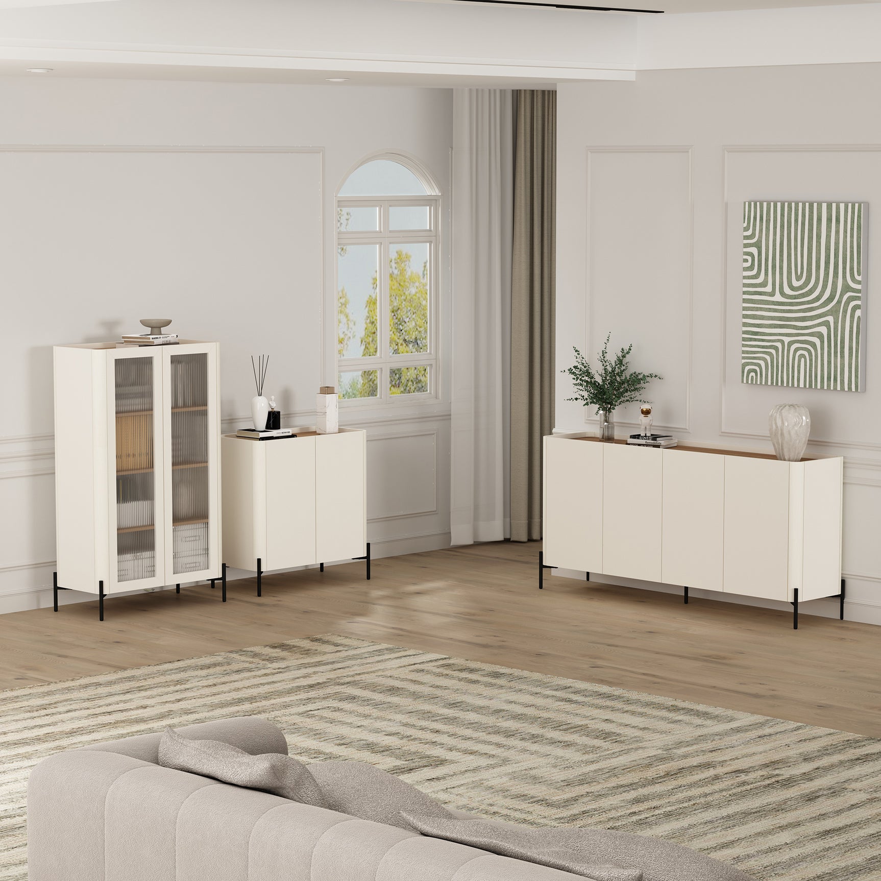 Abbey Accent Cabinet in Maple and Off White - Ornate Home