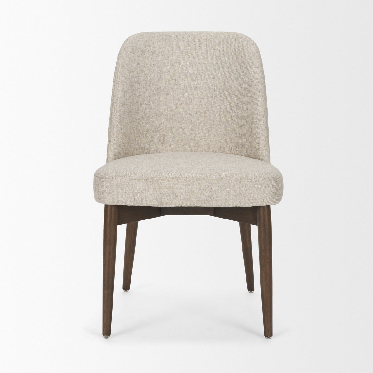 Abbie Oatmeal/Dark Brown Curved Back Dining Side Chair (Set of 2) - Ornate Home