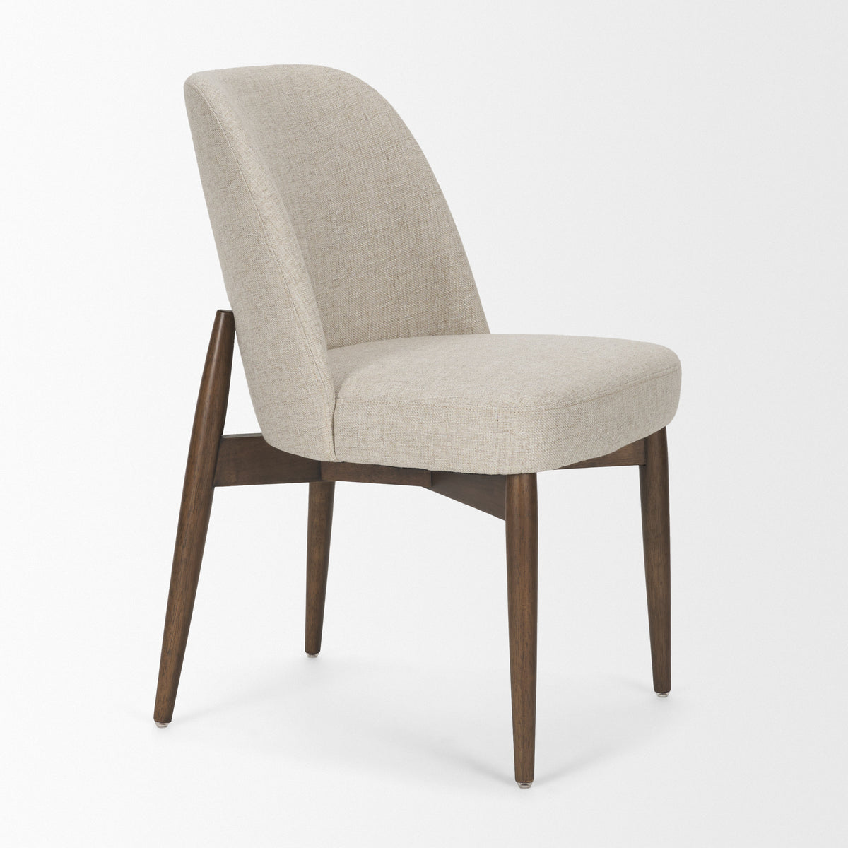 Abbie Oatmeal/Dark Brown Curved Back Dining Side Chair (Set of 2) - Ornate Home
