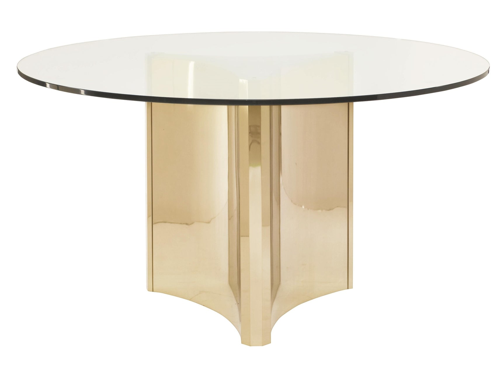 Abbott Clear/Patinated Brass Round Dining Table - Ornate Home