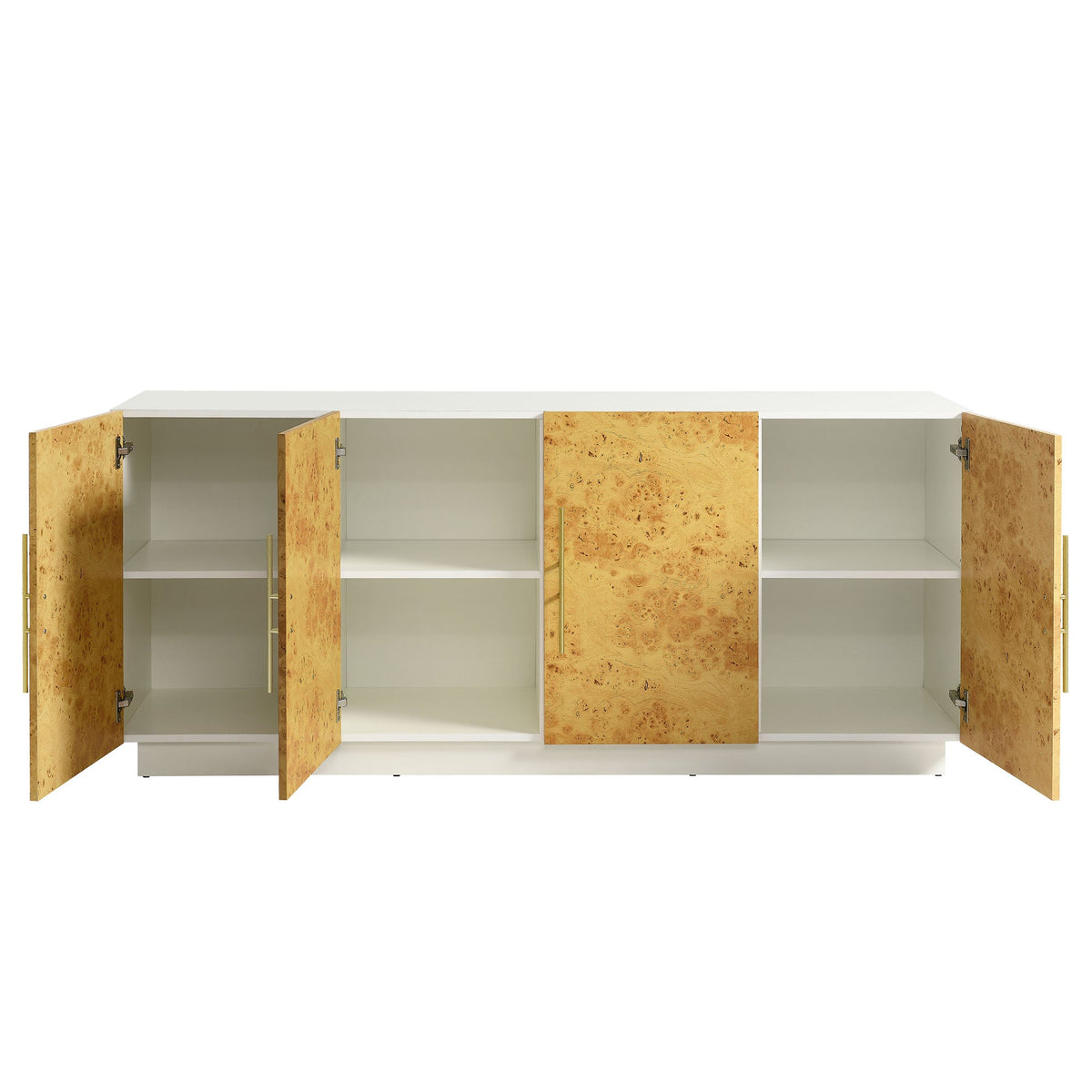 Abel White/Bleached 69 Inch Burl Wood Sideboard Buffet TV Stand - Ornate Home