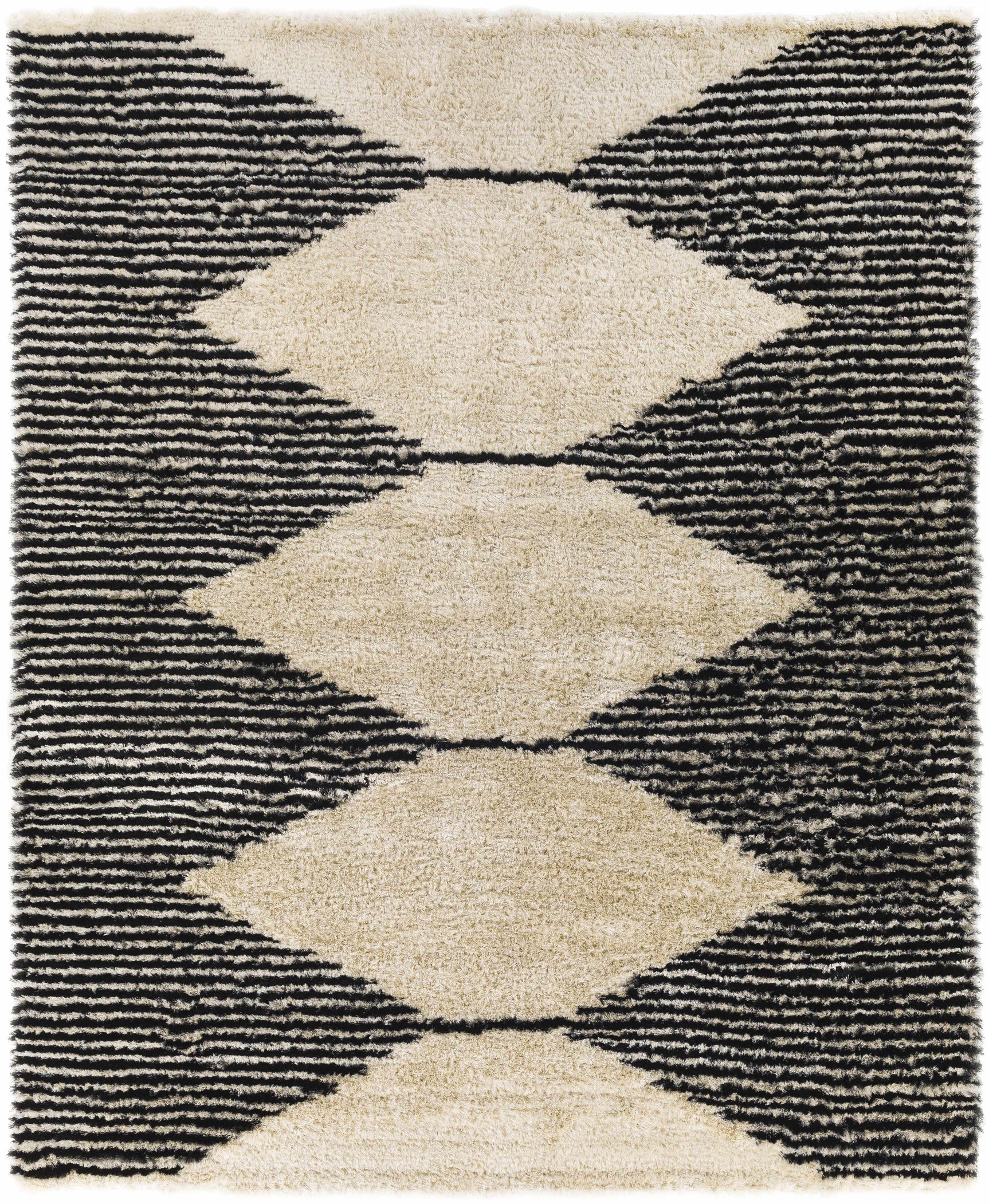 Aberchirder Ivory&Black Diamond Plush Rug - Clearance - Ornate Home