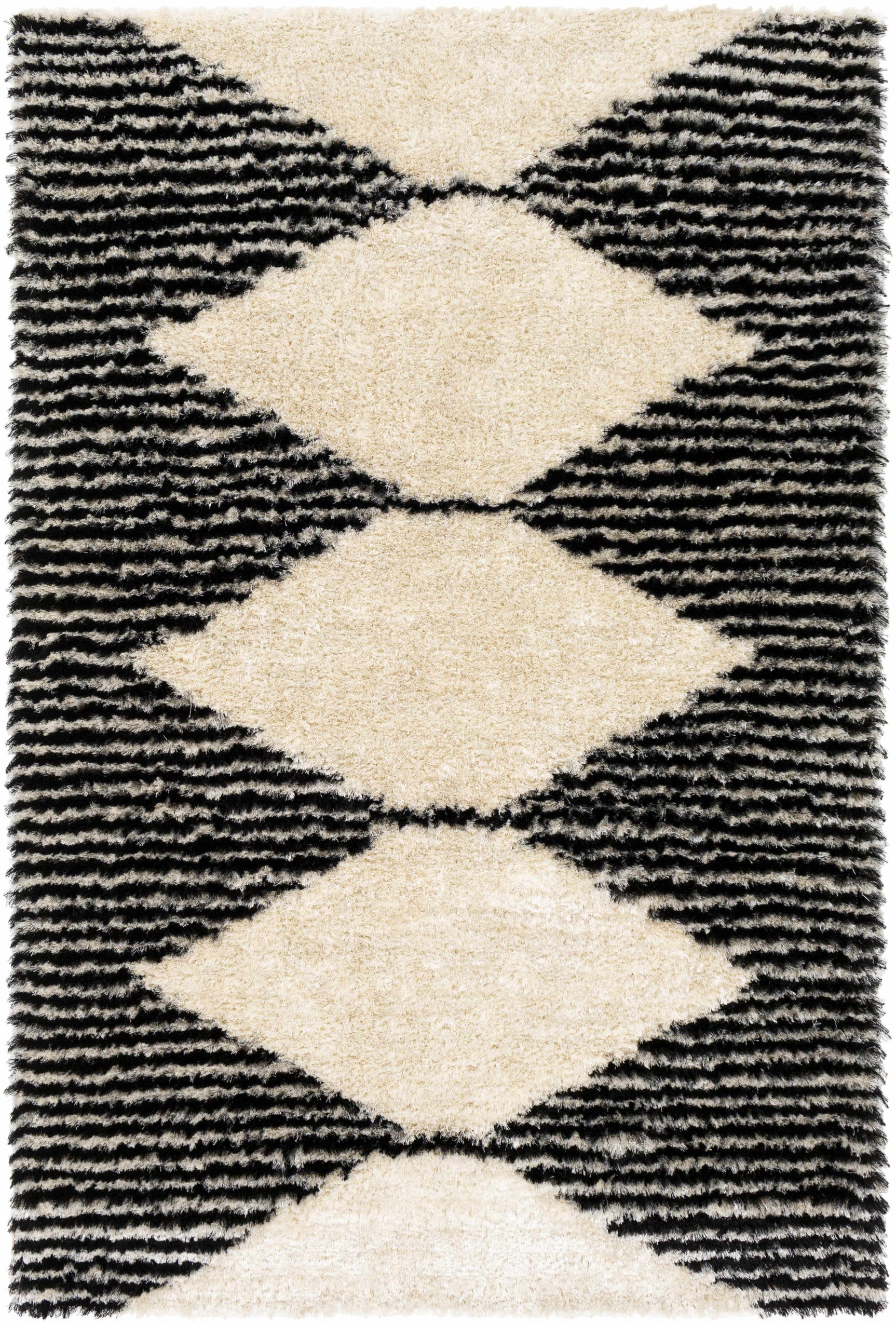 Aberchirder Ivory&Black Diamond Plush Rug - Clearance - Ornate Home