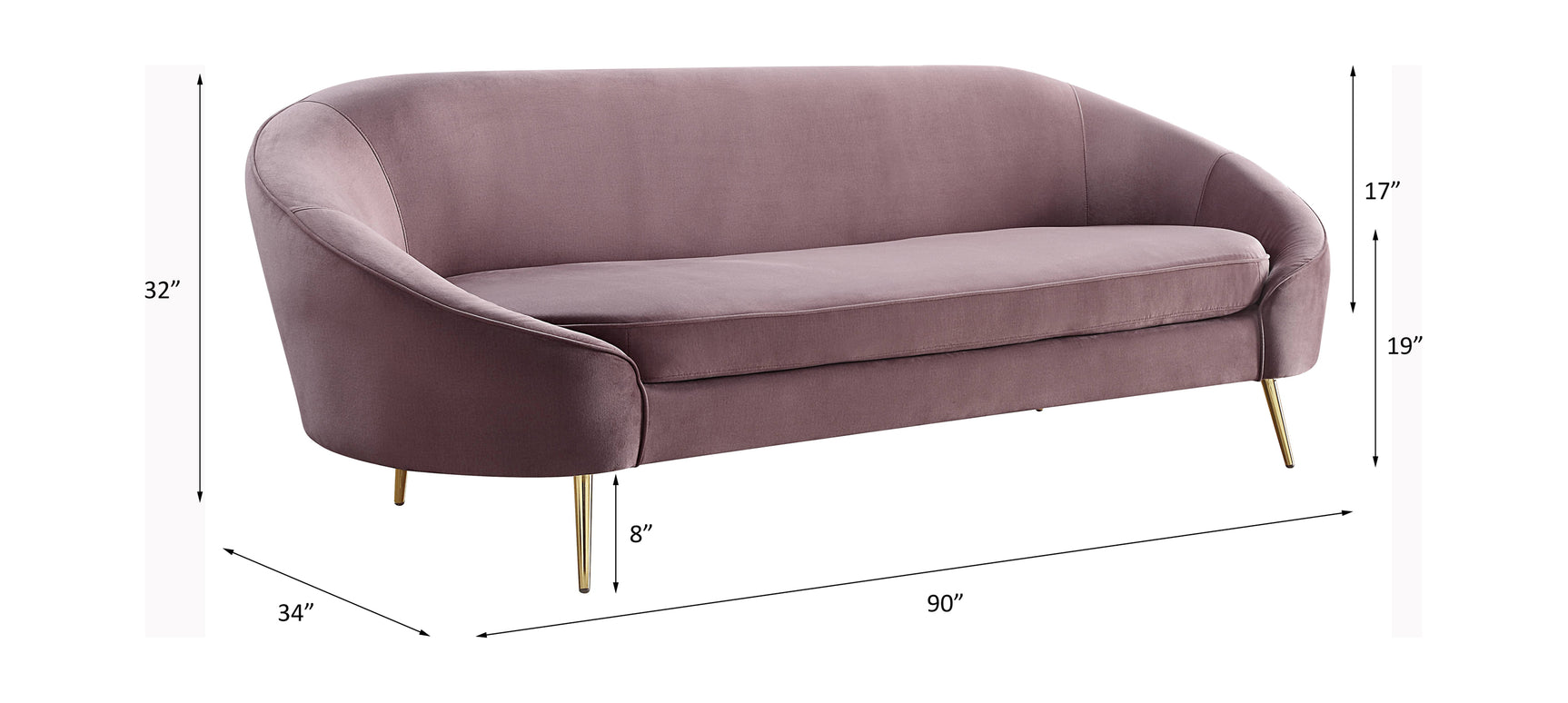 Abey Pink Velvet Sofa - Ornate Home