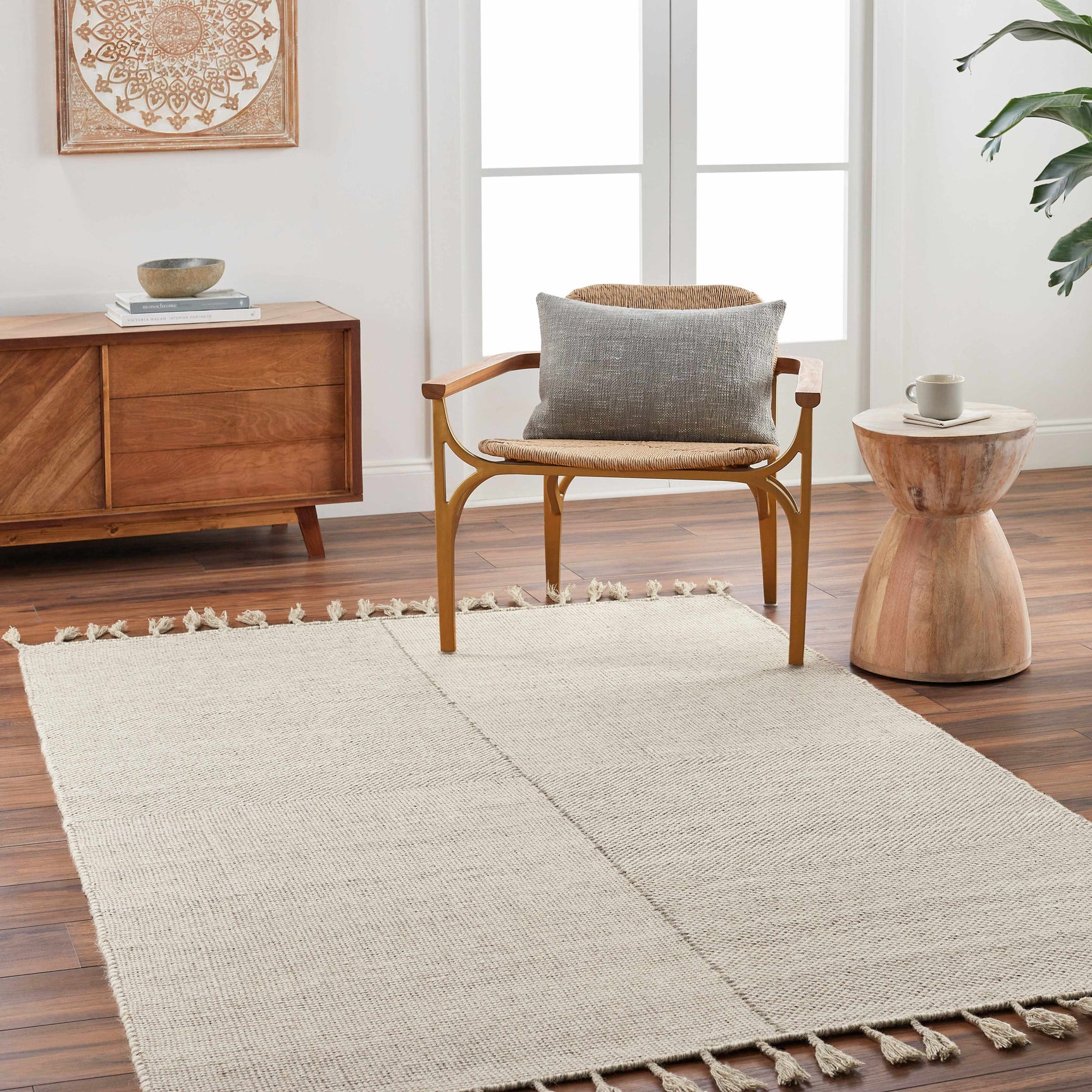 Abhay Beige Wool Area Rug - Clearance - Ornate Home