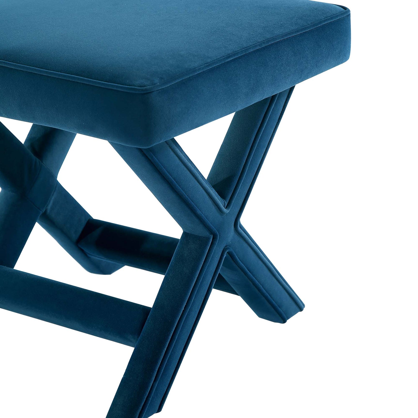 Abigail Single Ottoman Bench in Blue - Ornate Home