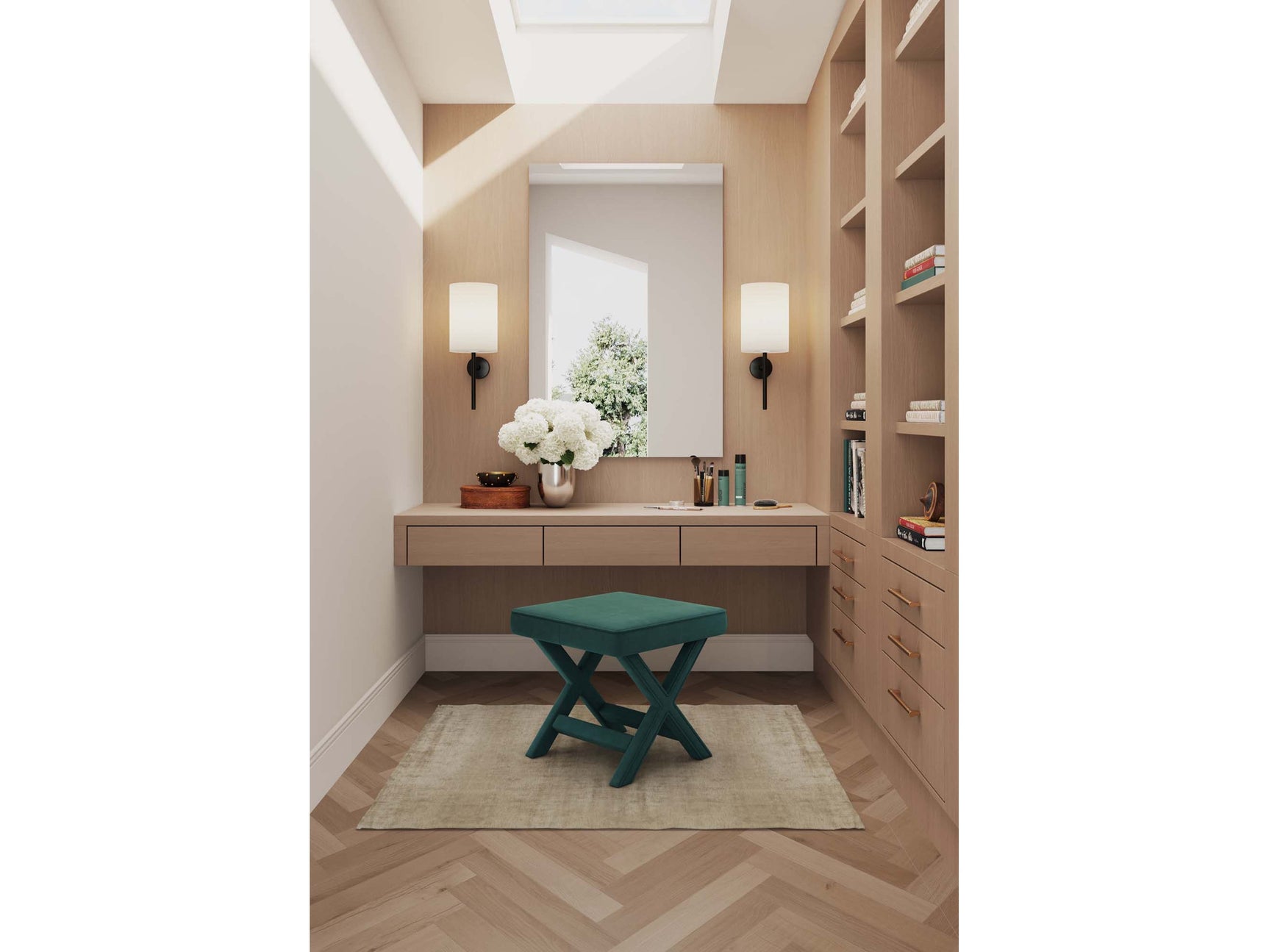 Abigail Single Ottoman Bench in Green - Ornate Home