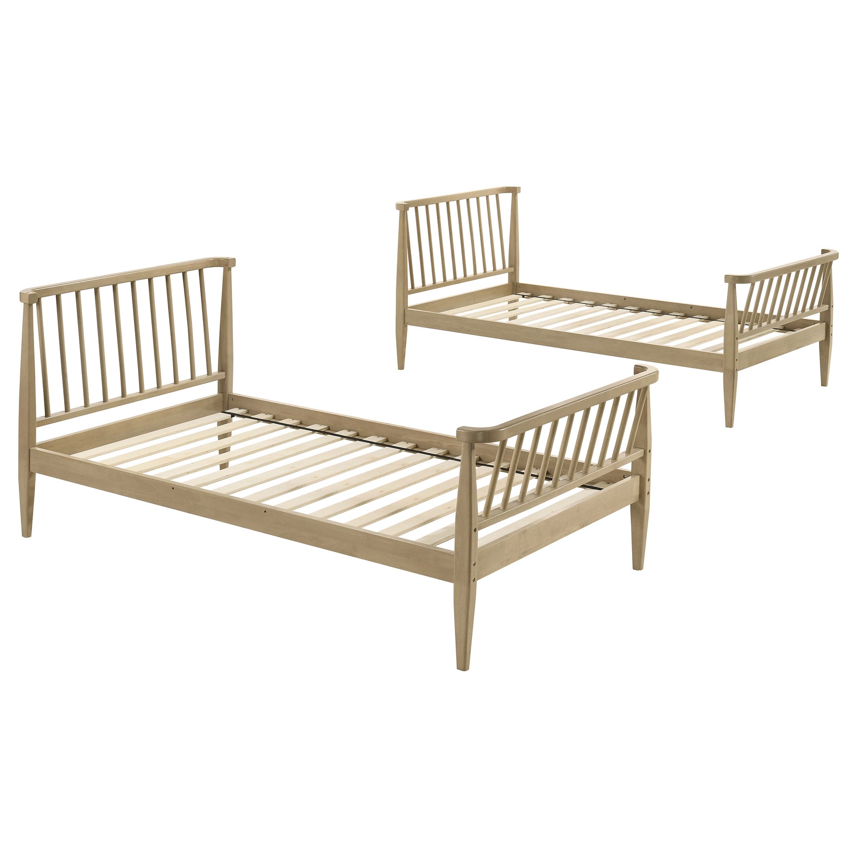 Abram Almond Windsor Twin Over Twin Wood Bunk Bed with Ladder - Ornate Home