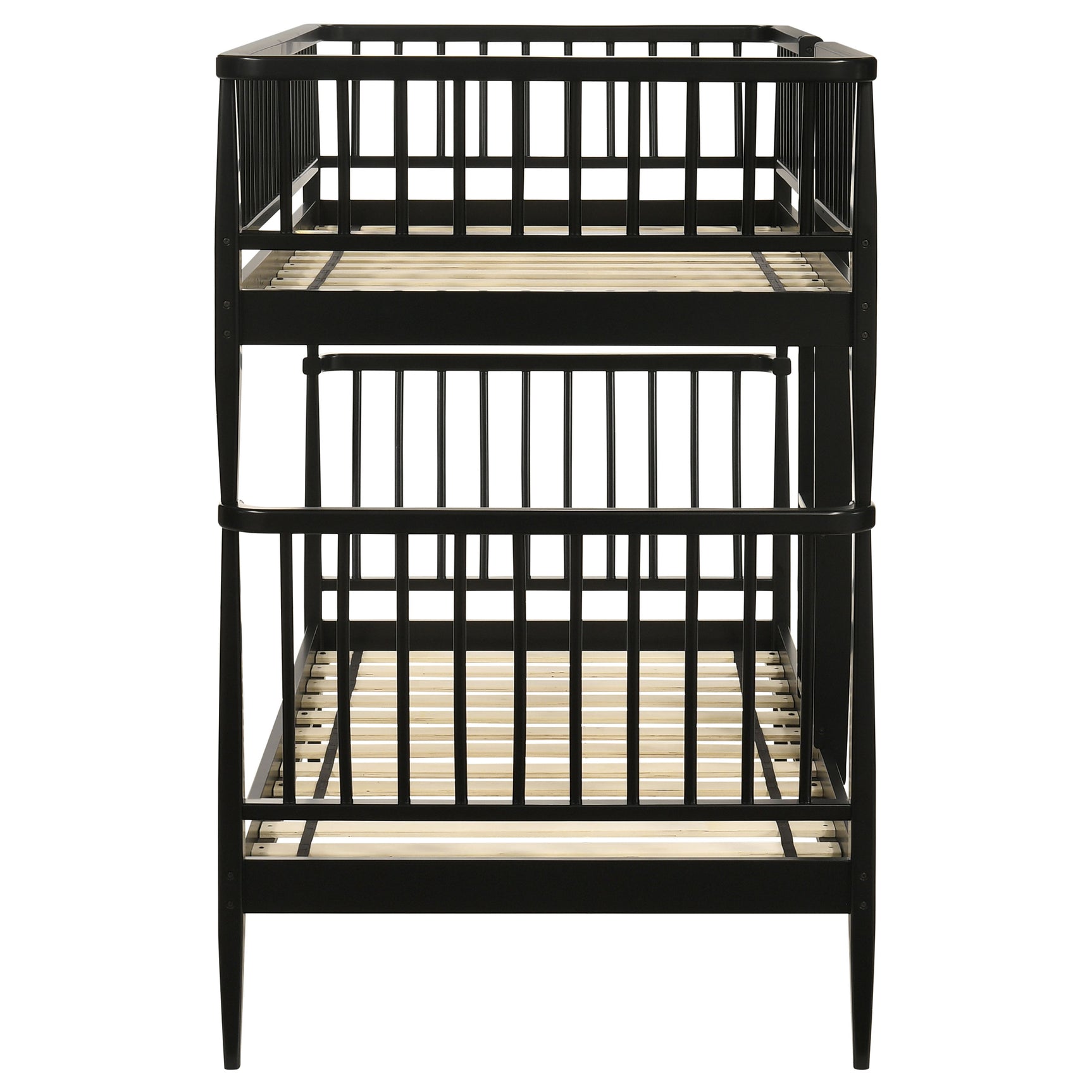Abram Black Windsor Twin Over Twin Wood Bunk Bed with Ladder - Ornate Home
