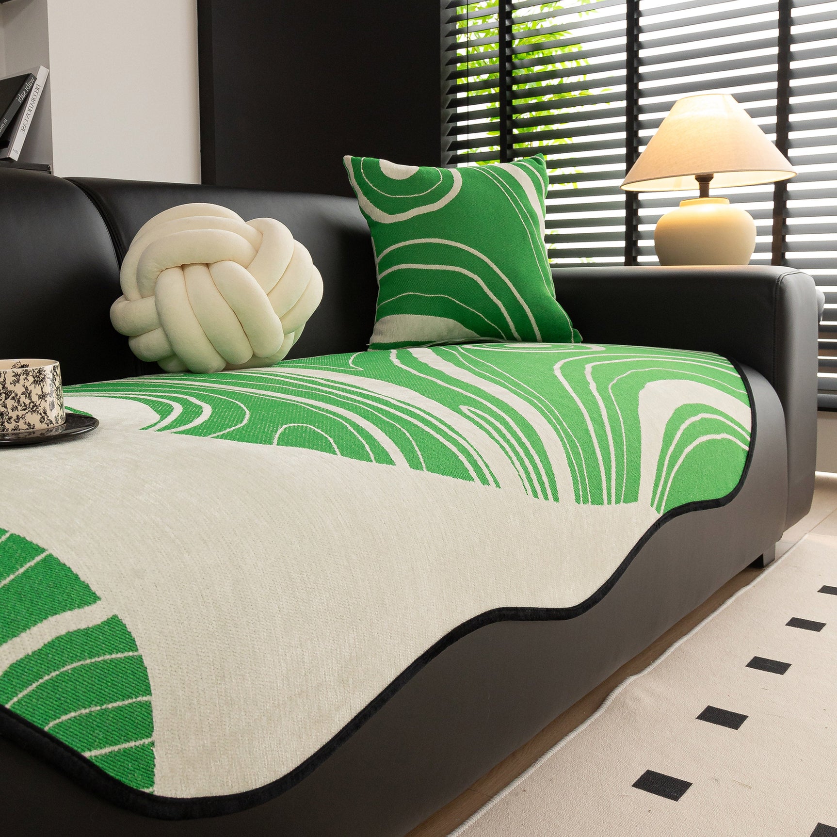 Abstract Art Sofa Cover with Wave Edge, Non Slip Couch Cover for Stylish Homes - Ornate Home
