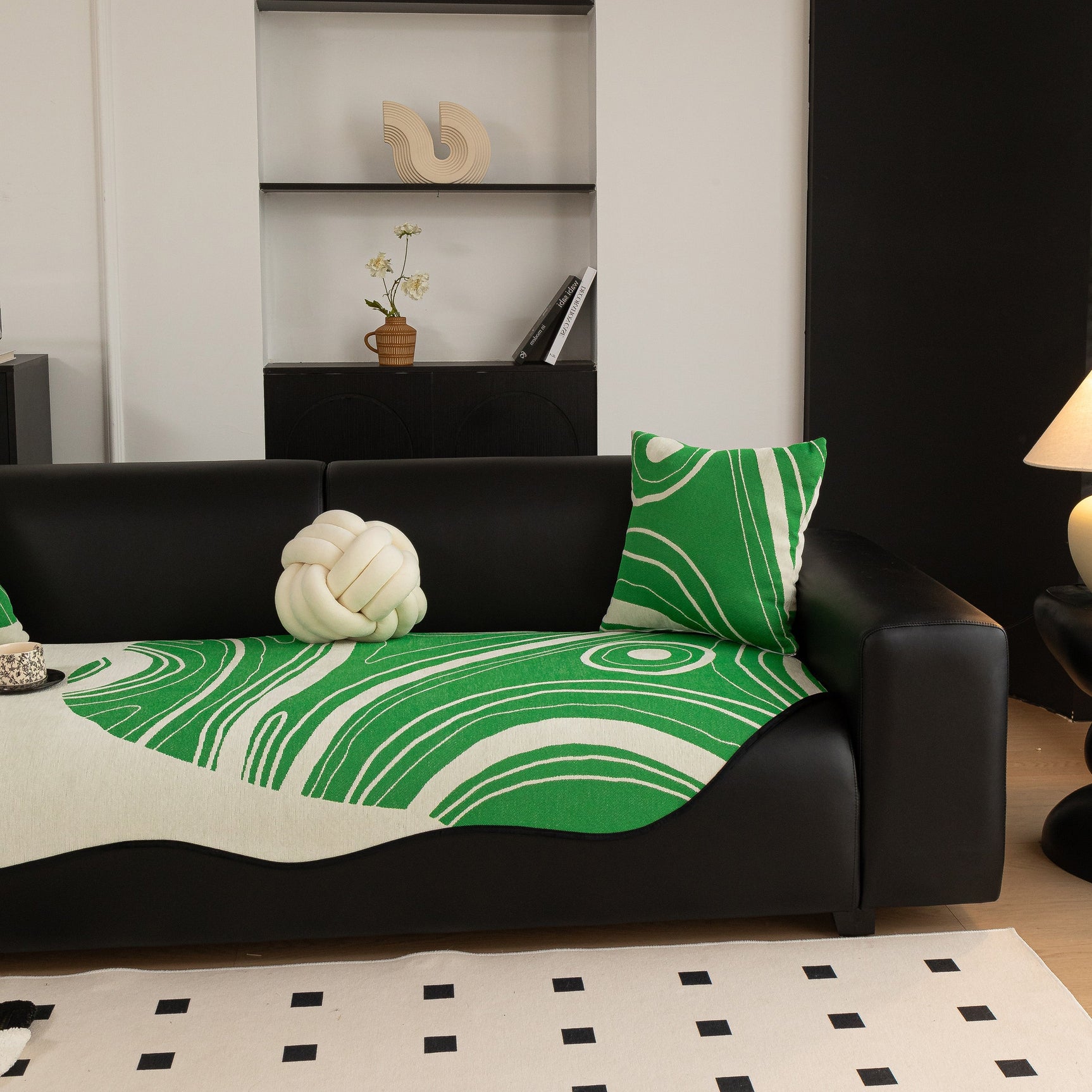 Abstract Art Sofa Cover with Wave Edge, Non Slip Couch Cover for Stylish Homes - Ornate Home