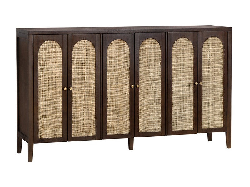 Acadian Brown Six-Door Cabinet - Ornate Home