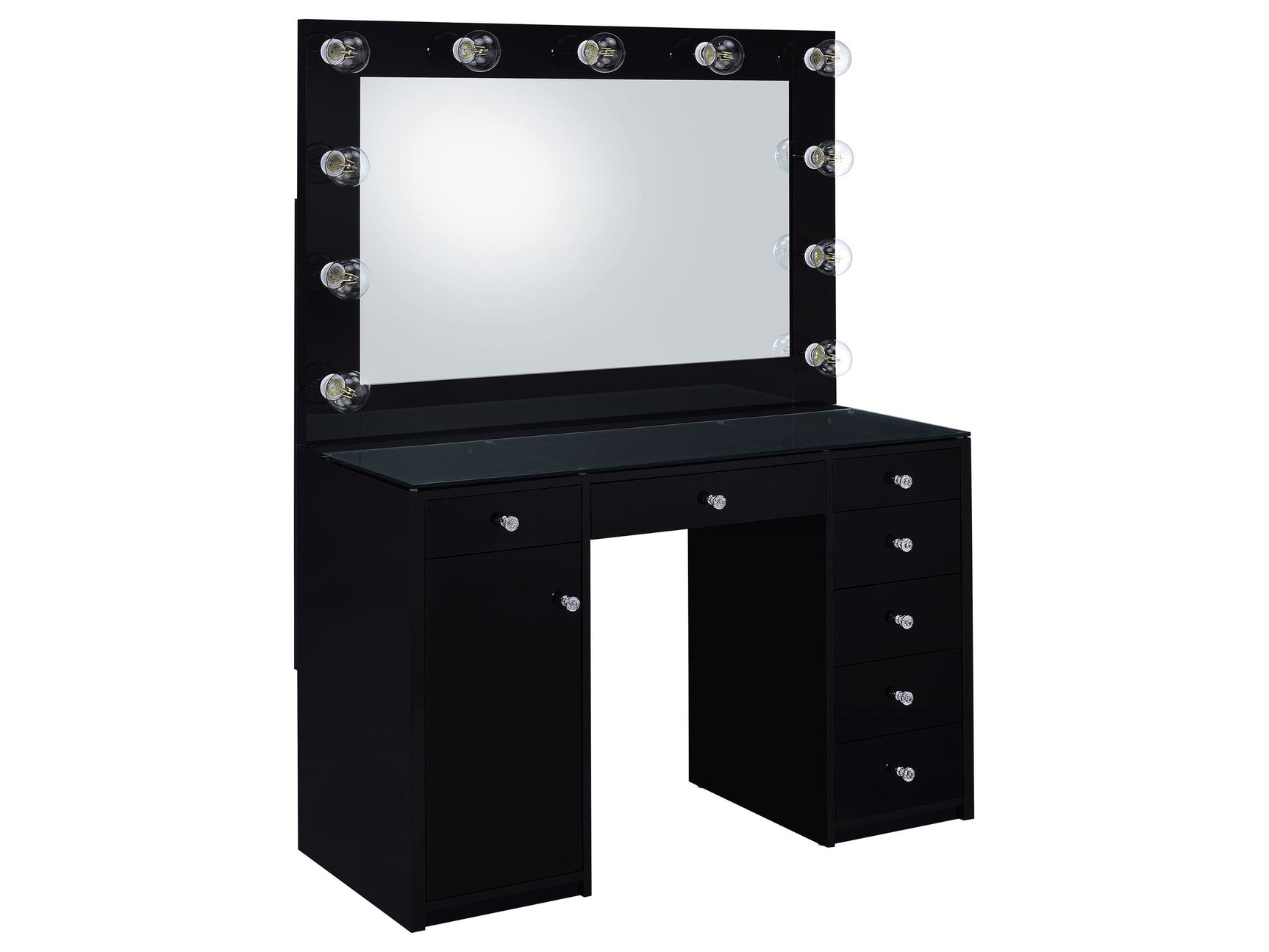 Acena Black High Gloss Vanity Set - Ornate Home