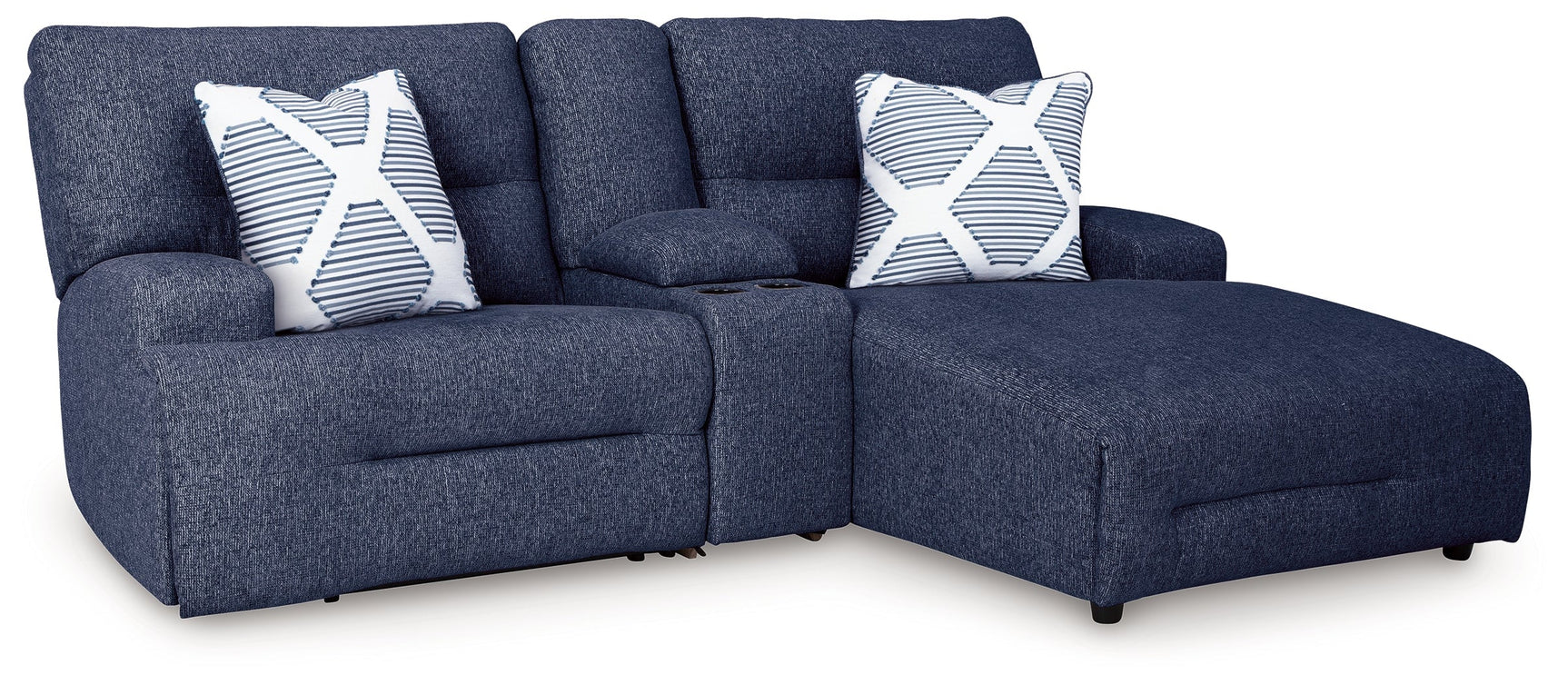 Acklen Place Navy 3-Piece Power Reclining Sectional Sofa with RAF Chaise (Online Special Price) - Ornate Home