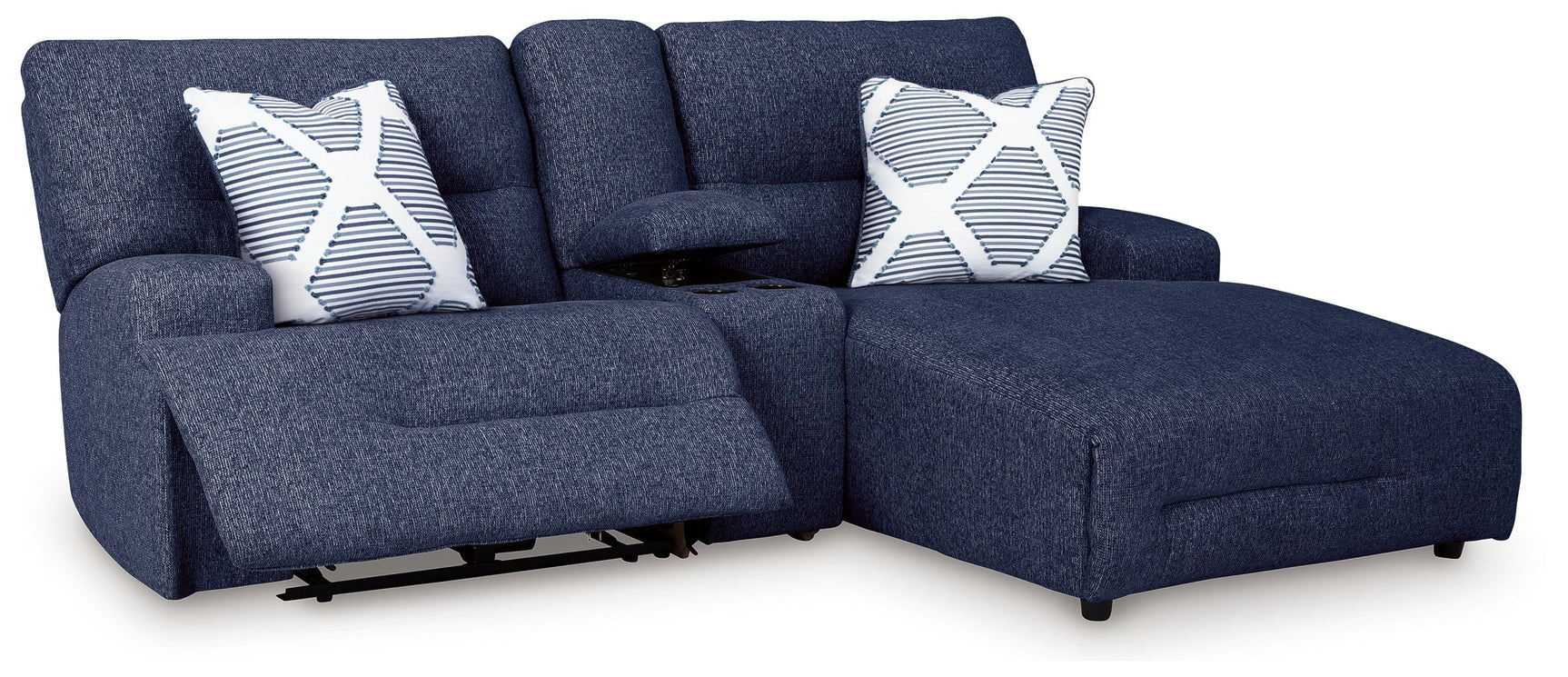 Acklen Place Navy 3-Piece Power Reclining Sectional Sofa with RAF Chaise (Online Special Price) - Ornate Home