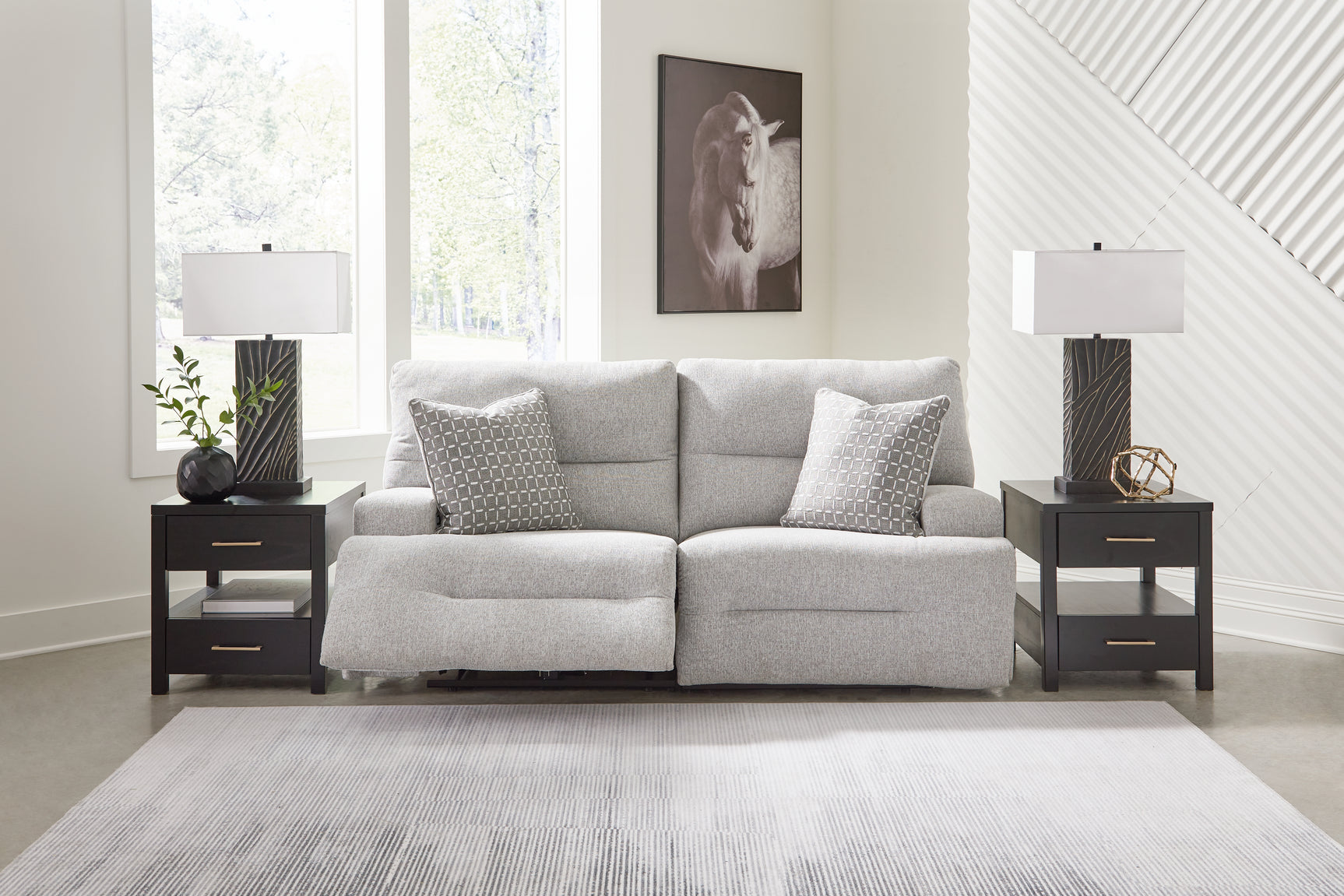 Acklen Place Pewter 2-Piece Power Reclining Sectional Loveseat (Online Special Price) - Ornate Home