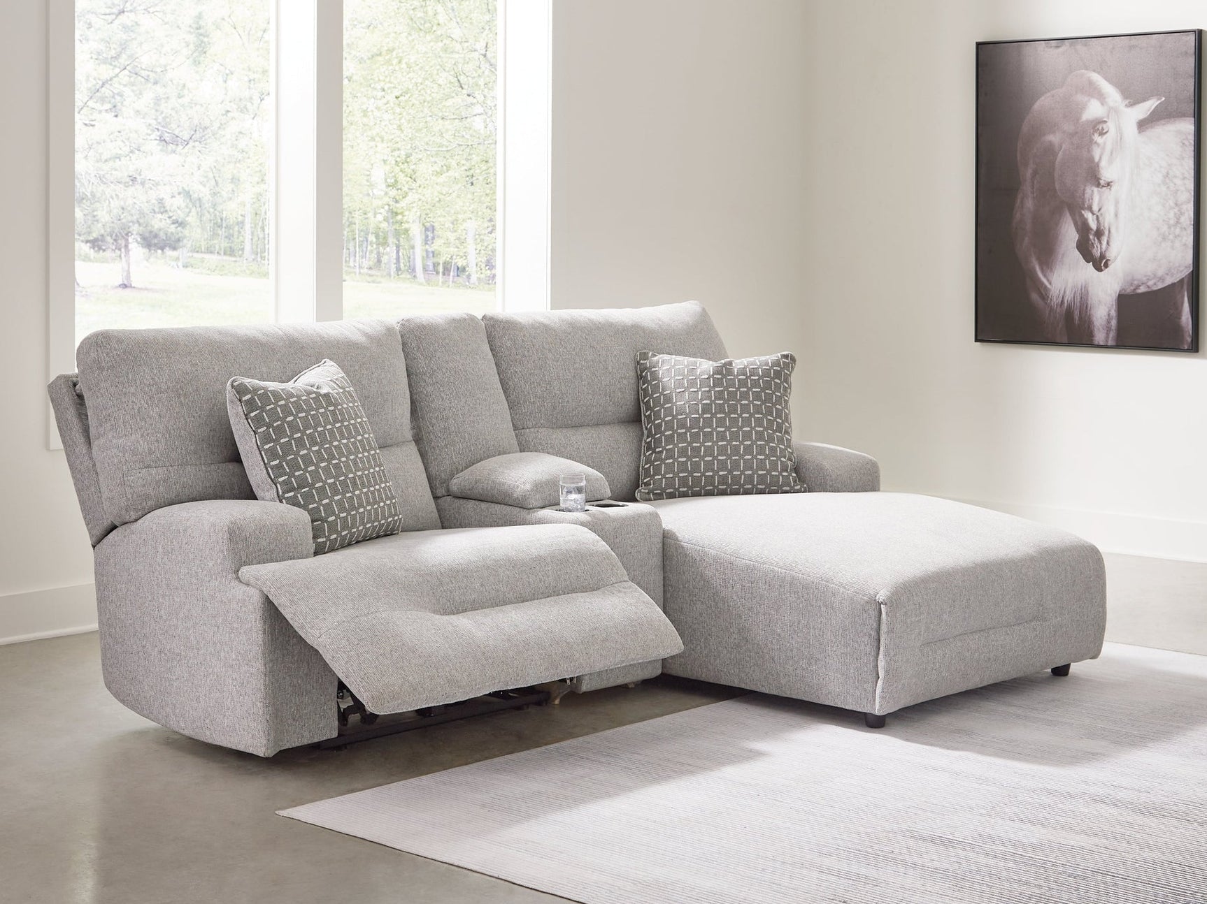 Acklen Place Pewter 3-Piece Power Reclining Sectional Sofa with RAF Chaise (Online Special Price) - Ornate Home