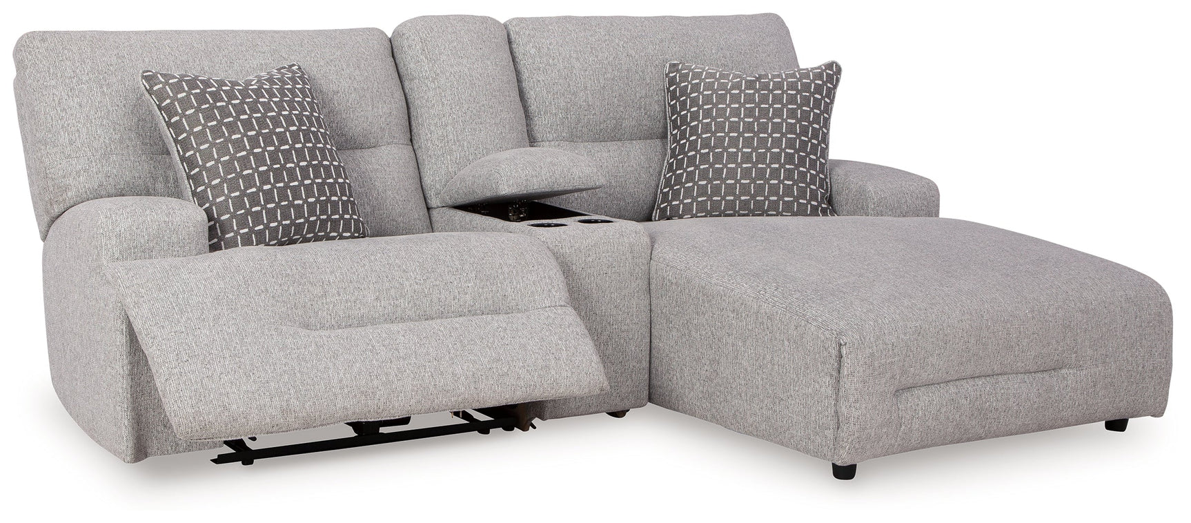 Acklen Place Pewter 3-Piece Power Reclining Sectional Sofa with RAF Chaise - Ornate Home