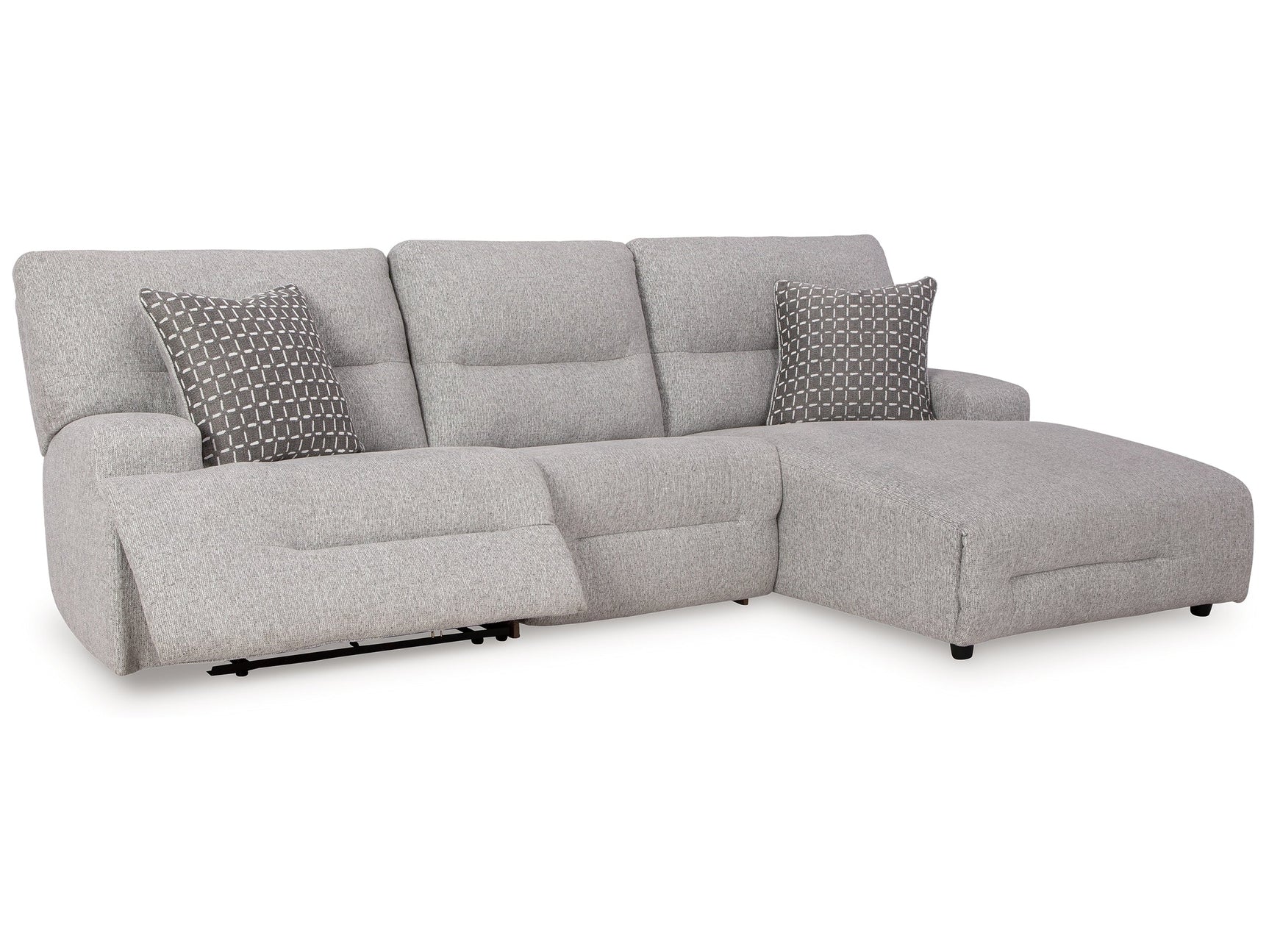 Acklen Place Pewter 3-Piece Right Power Reclining Sectional - Ornate Home