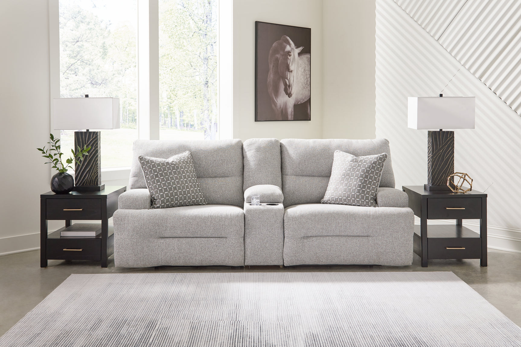 Acklen Place Pewter 7-Piece Power Sectional Reclining Sofa with Storage Console - Ornate Home