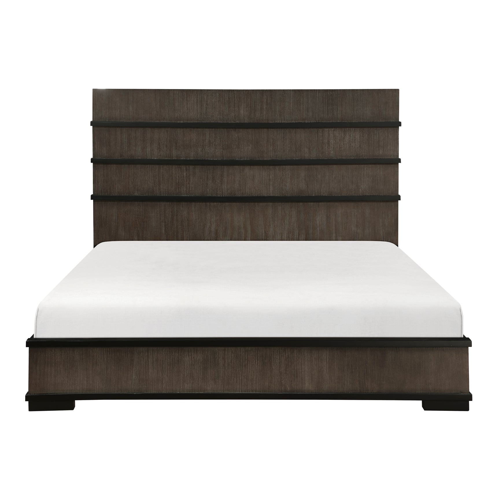 Acworth Brownish-Gray/Black 5-Piece Queen Bedroom Set - Ornate Home