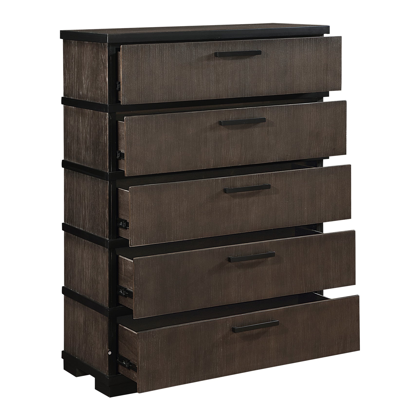 Acworth Brownish-Gray/Black 5-Piece Queen Bedroom Set - Ornate Home