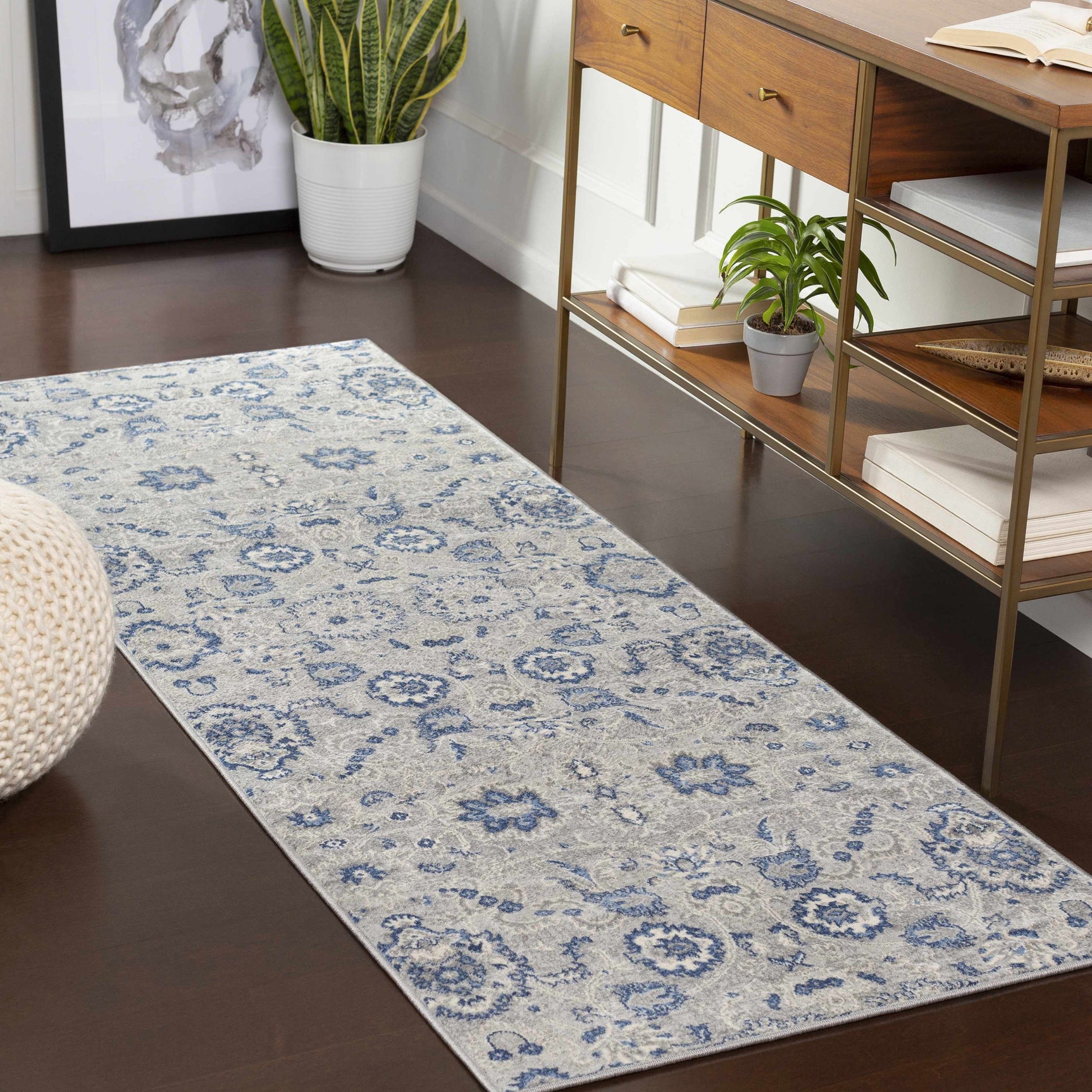 Adairsville Blue Floral Area Carpet - Clearance - Ornate Home