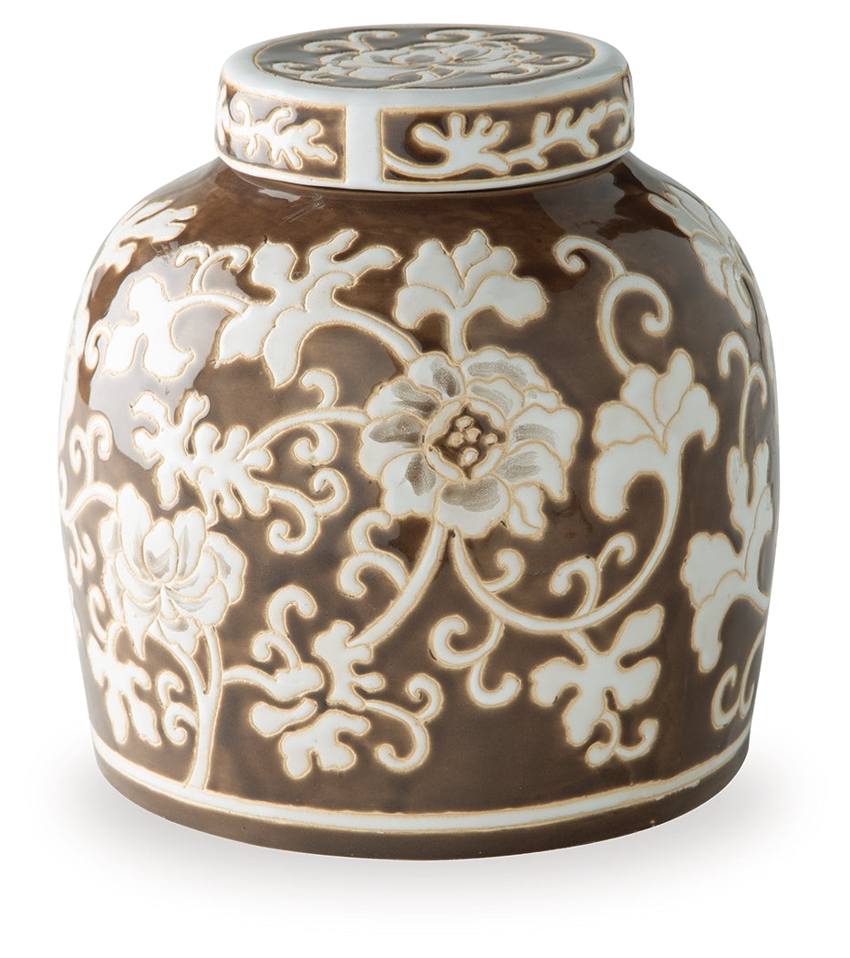 Adalham Brown/Cream Jar - Ornate Home