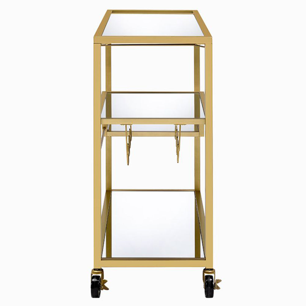 Adamsen Champagne & Mirror Serving Cart - Ornate Home