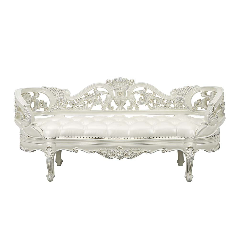 Adara Antique White Bench - Ornate Home