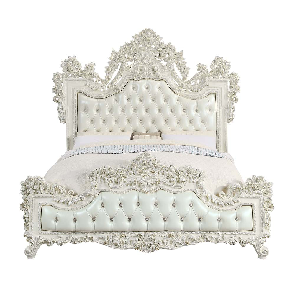 Adara Antique White Eastern King Bed - Ornate Home