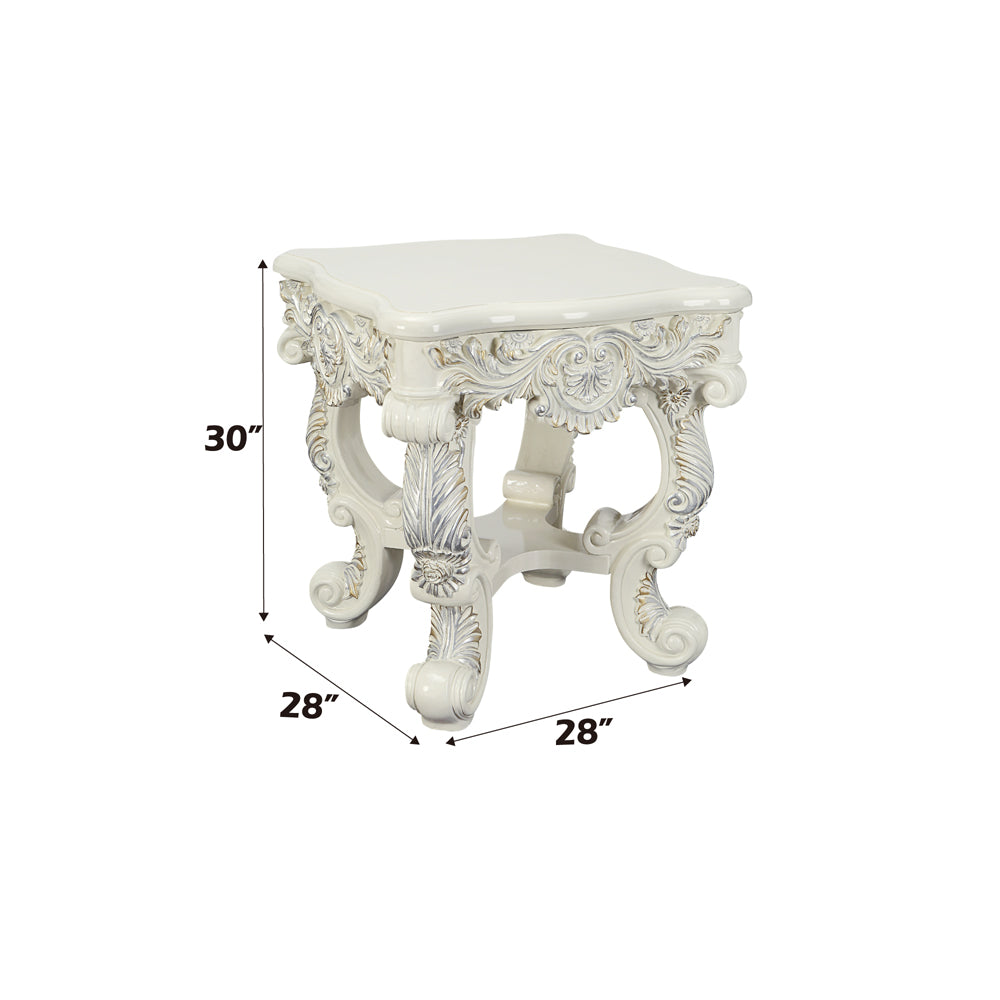 Adara Antique White End Table - Ornate Home