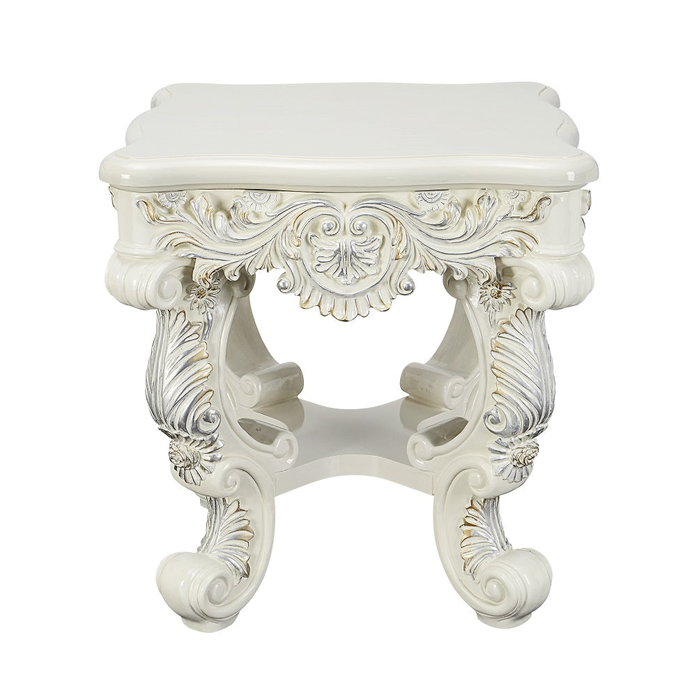 Adara Antique White End Table - Ornate Home