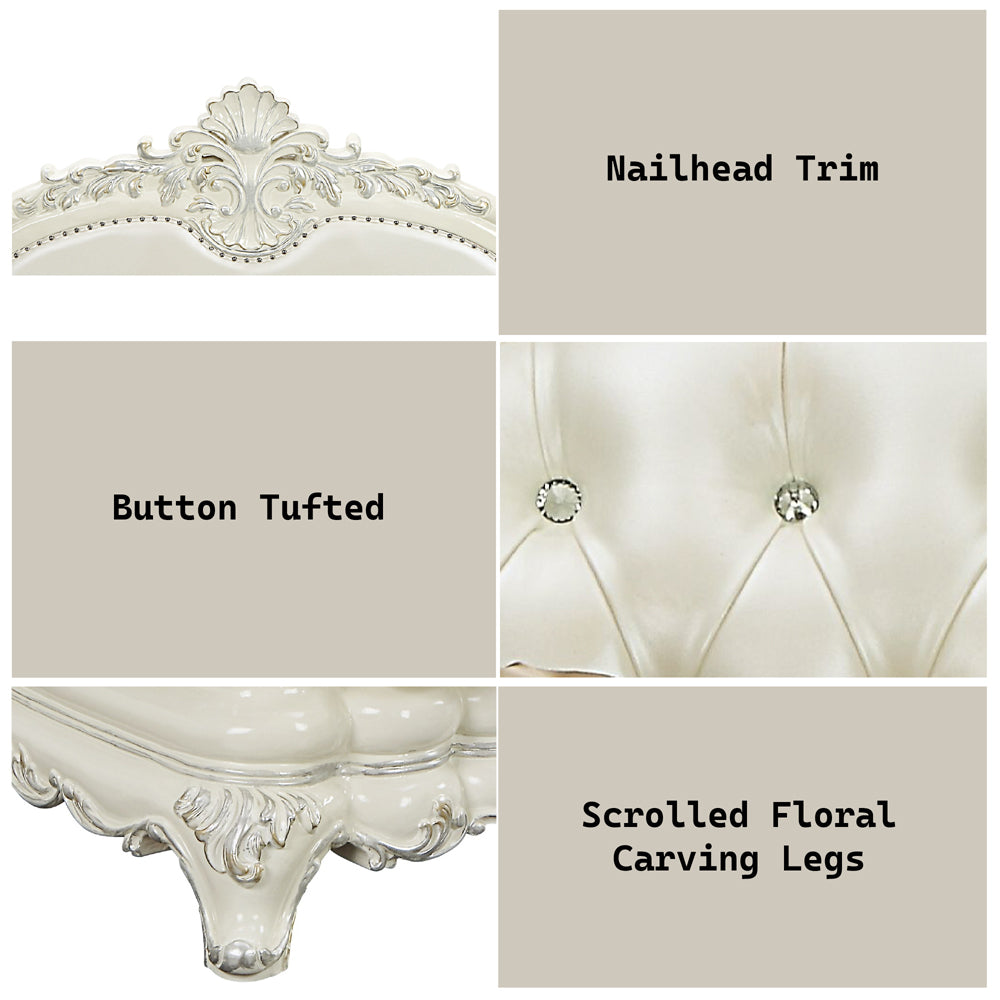 Adara Antique White Loveseat - Ornate Home